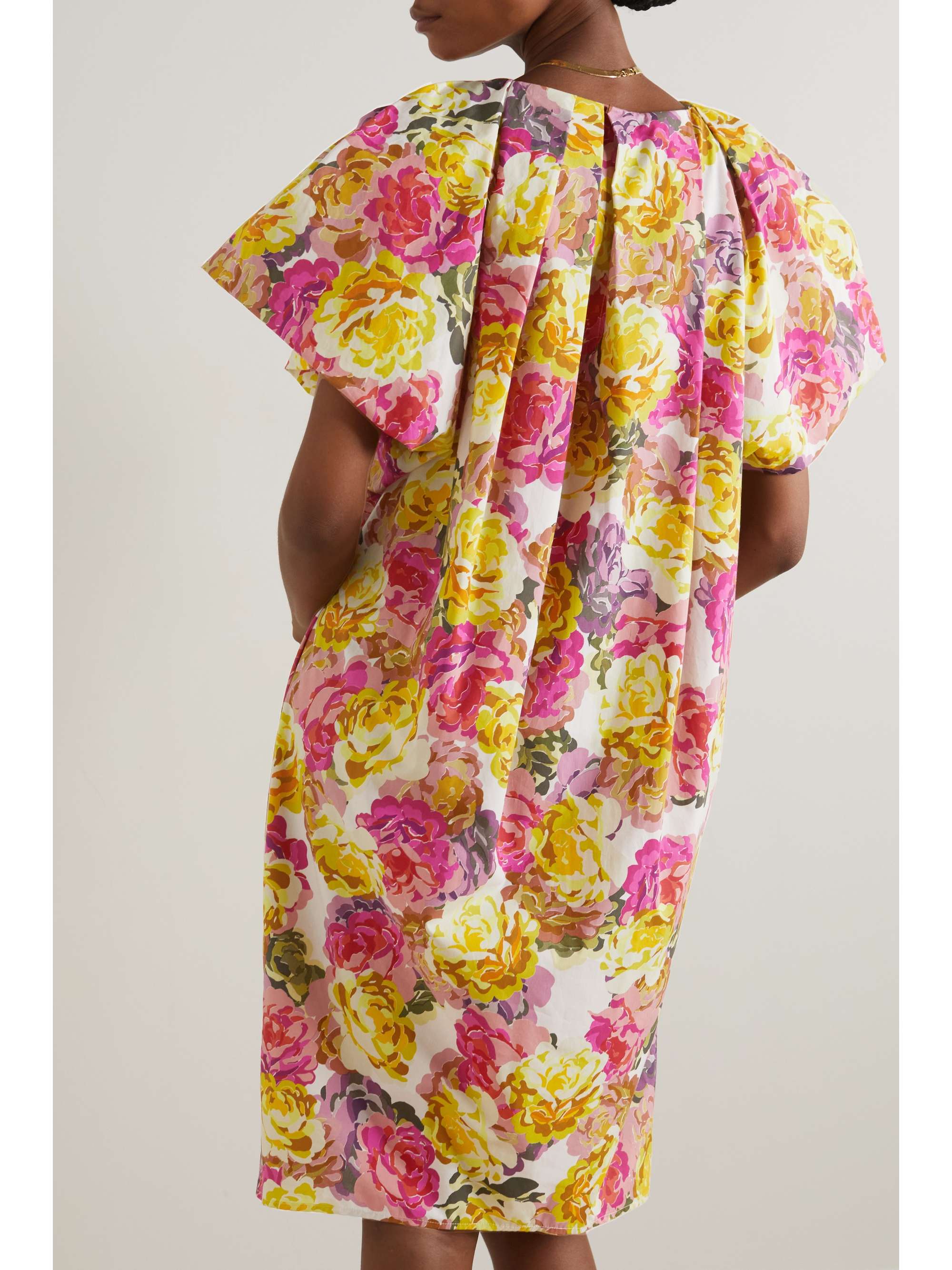 DRIES VAN NOTEN Pleated floral-print cotton dress