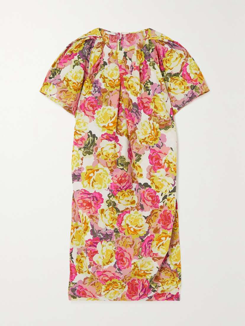 Dries Van Noten Pleated Floral-print Cotton Dress