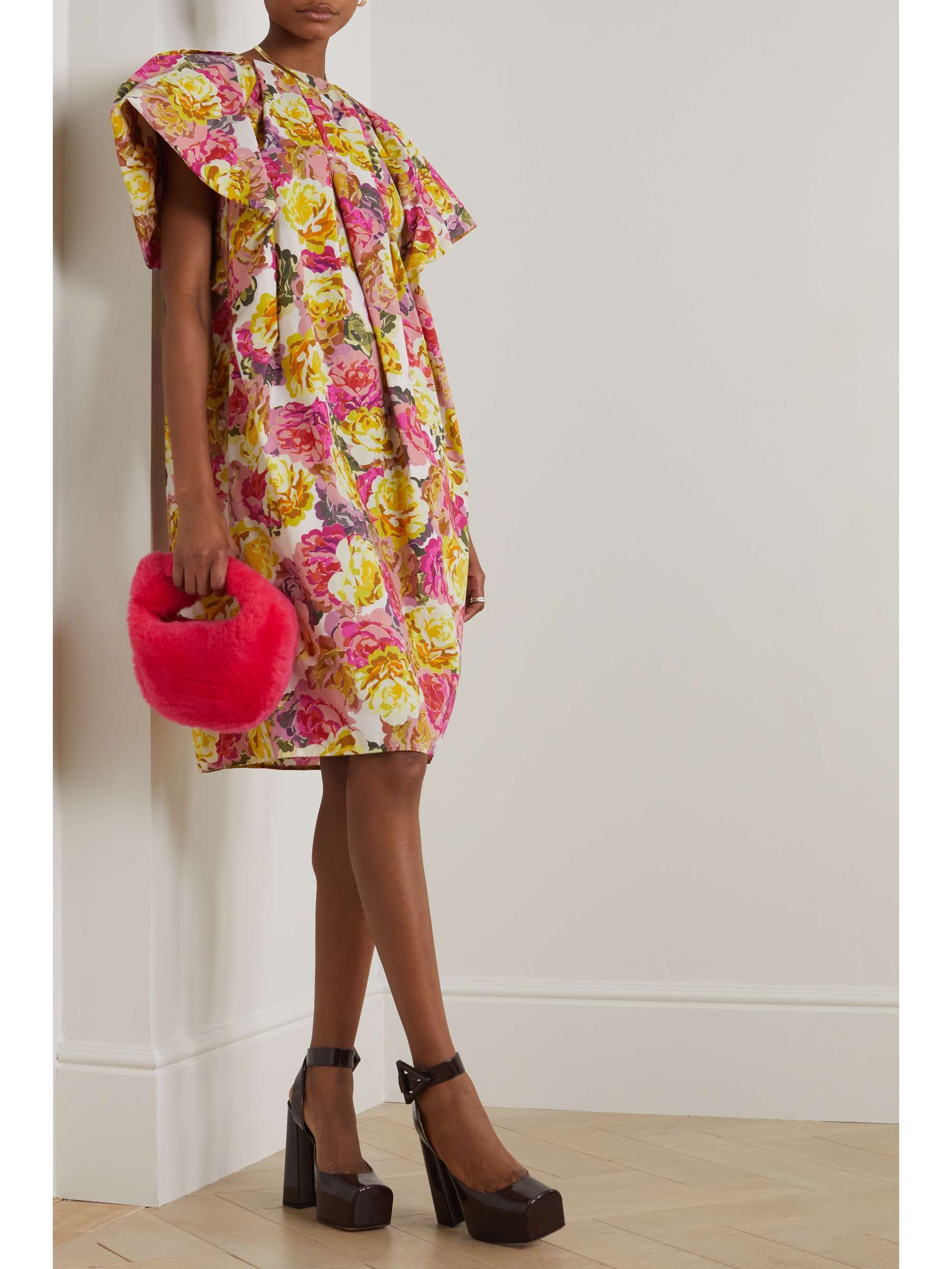 DRIES VAN NOTEN Pleated floral-print cotton dress