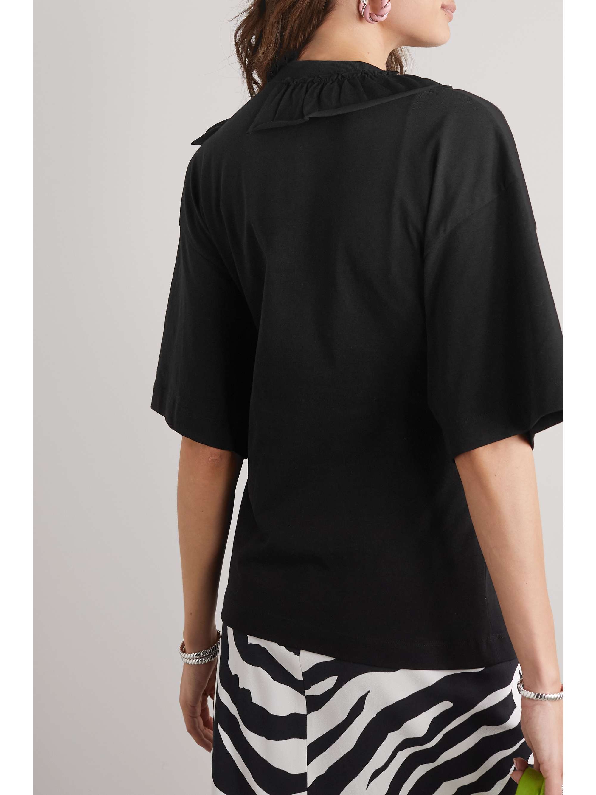 DRIES VAN NOTEN Appliquéd ruffled cotton-jersey T-shirt