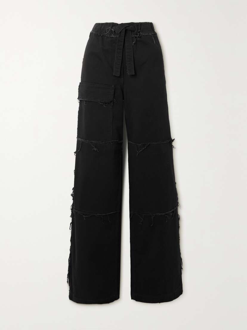 Dries Van Noten Frayed High-rise Wide-leg Cargo Jeans