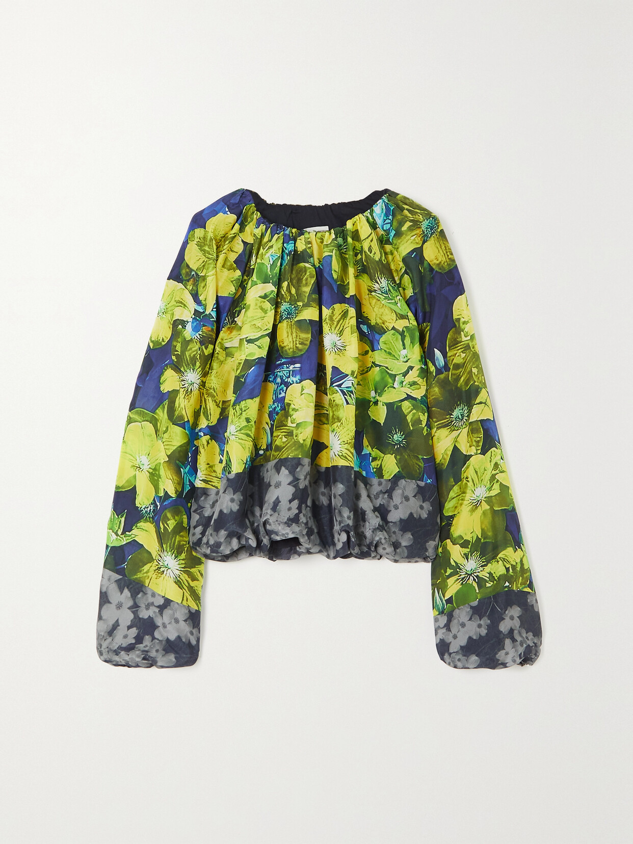 Dries Van Noten - Gathered Floral-print Silk And Cotton-blend Top - Yellow