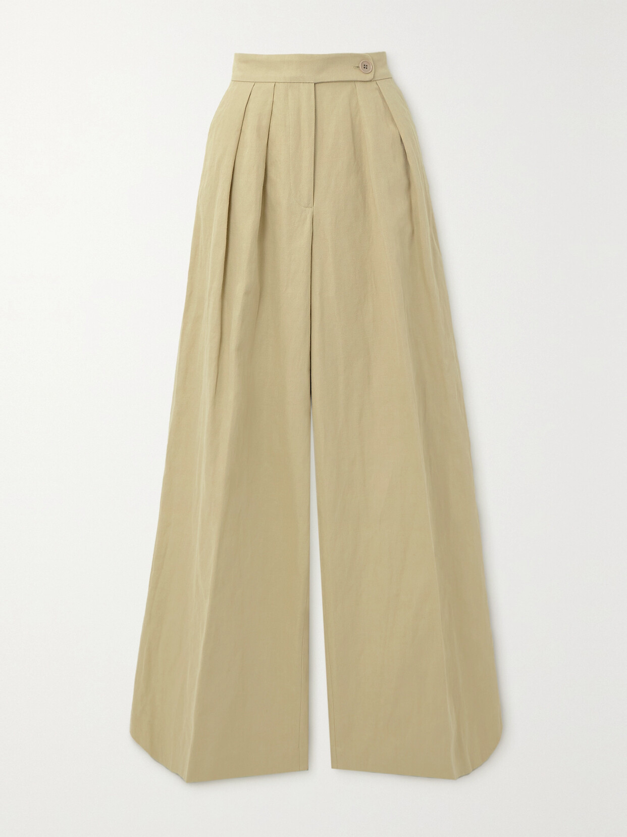 Dries Van Noten Pleated Cotton And Linen-blend Twill Wide-leg Pants - Brown