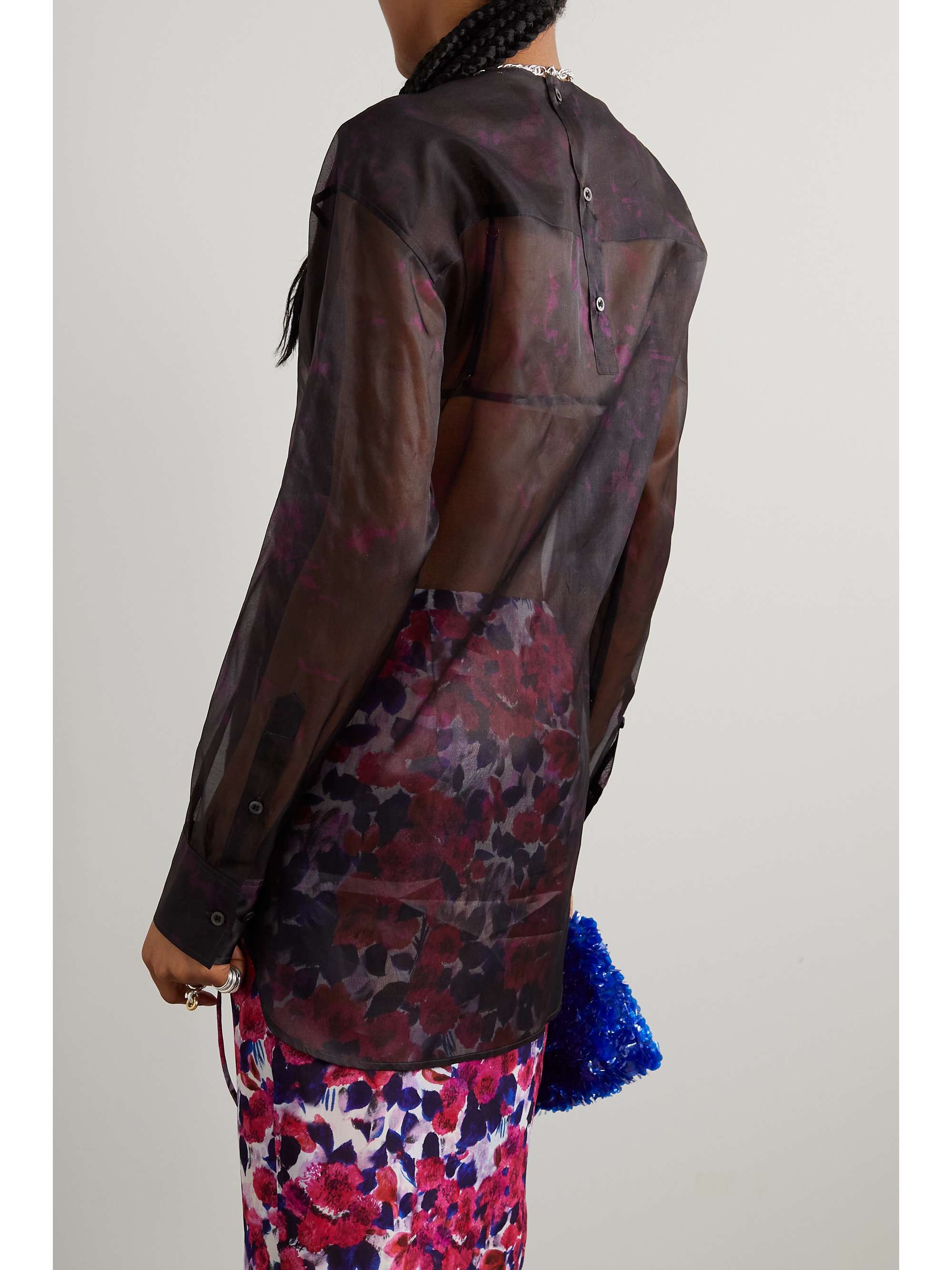 DRIES VAN NOTEN Floral-print silk-chiffon top