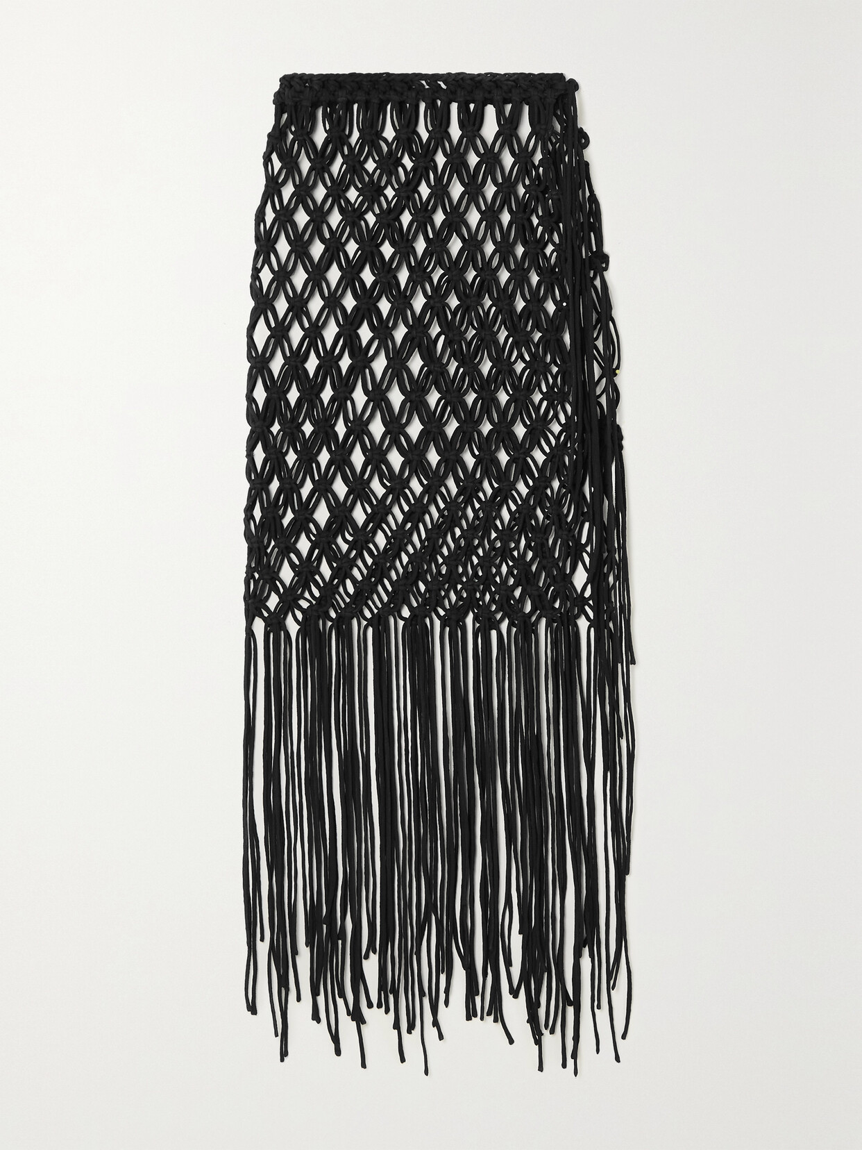 Dries Van Noten - Fringed Macramé Midi Skirt - Black