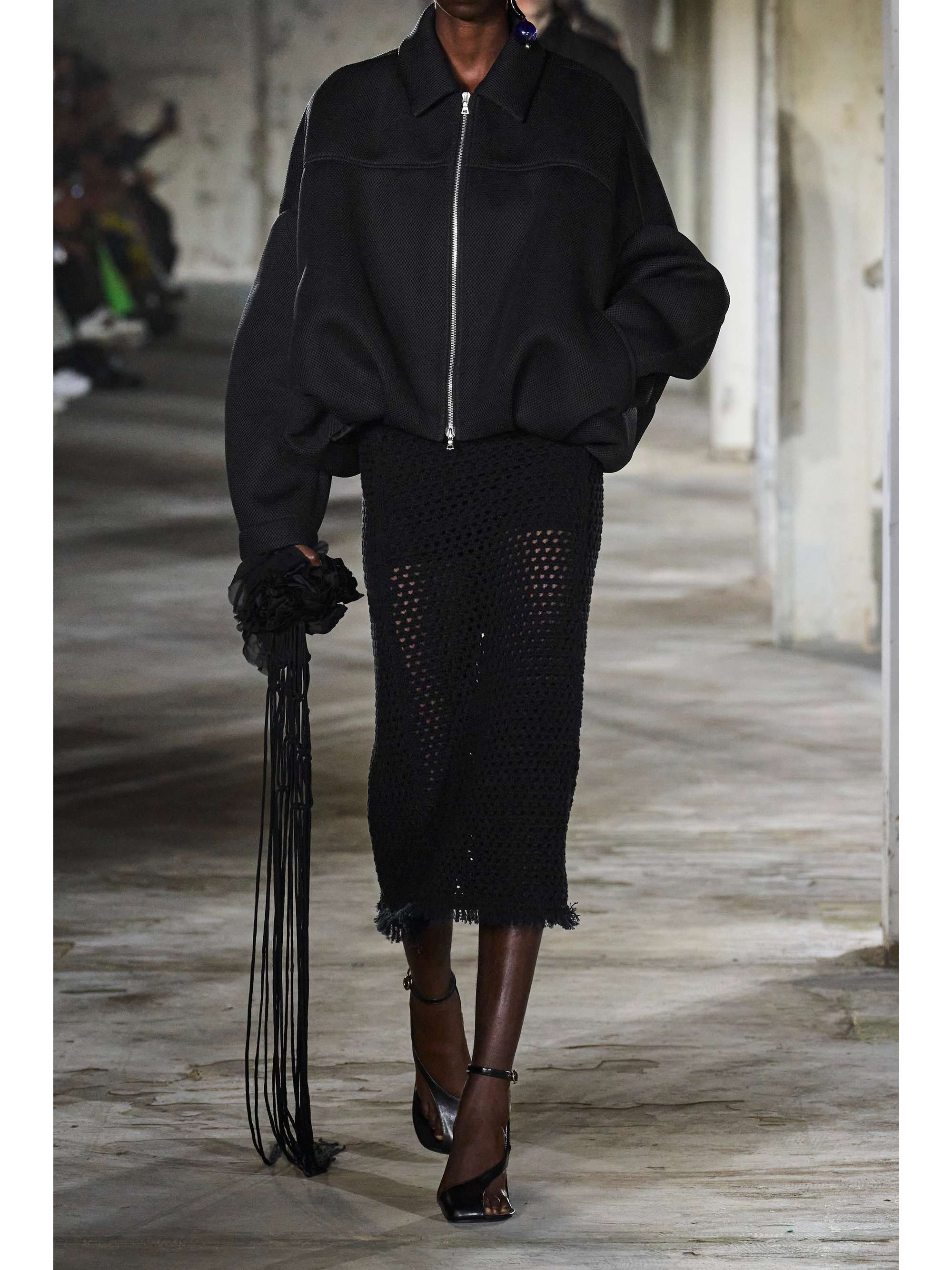 DRIES VAN NOTEN Fringed crocheted cotton midi skirt