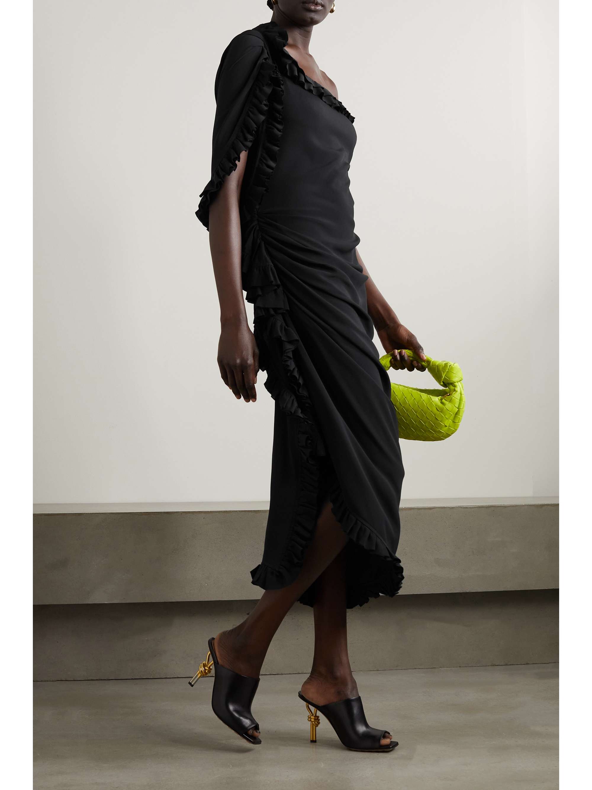 DRIES VAN NOTEN One-shoulder ruffled crepe midi dress