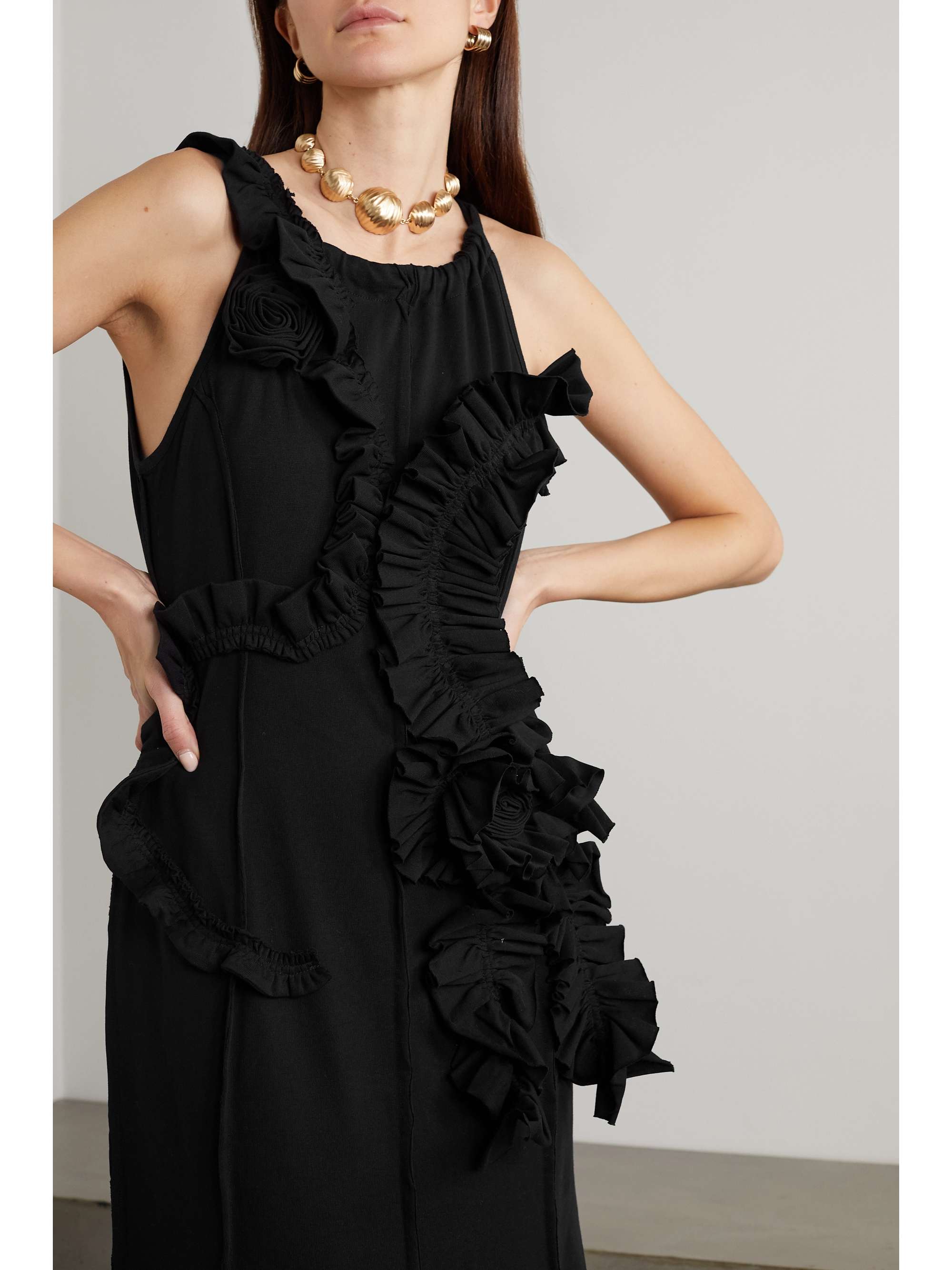 DRIES VAN NOTEN Ruffled open-back cotton-jersey maxi dress