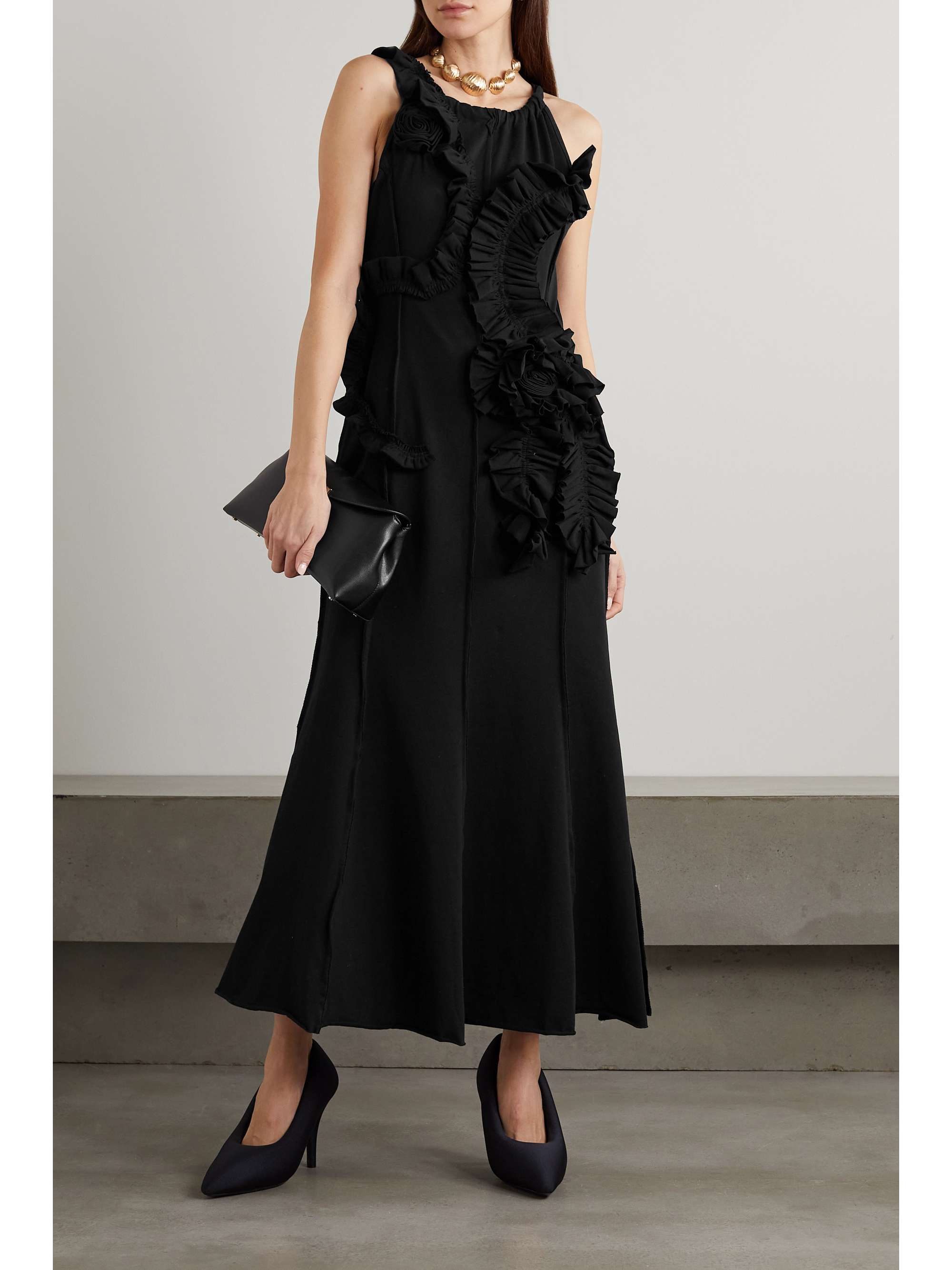 DRIES VAN NOTEN Ruffled open-back cotton-jersey maxi dress