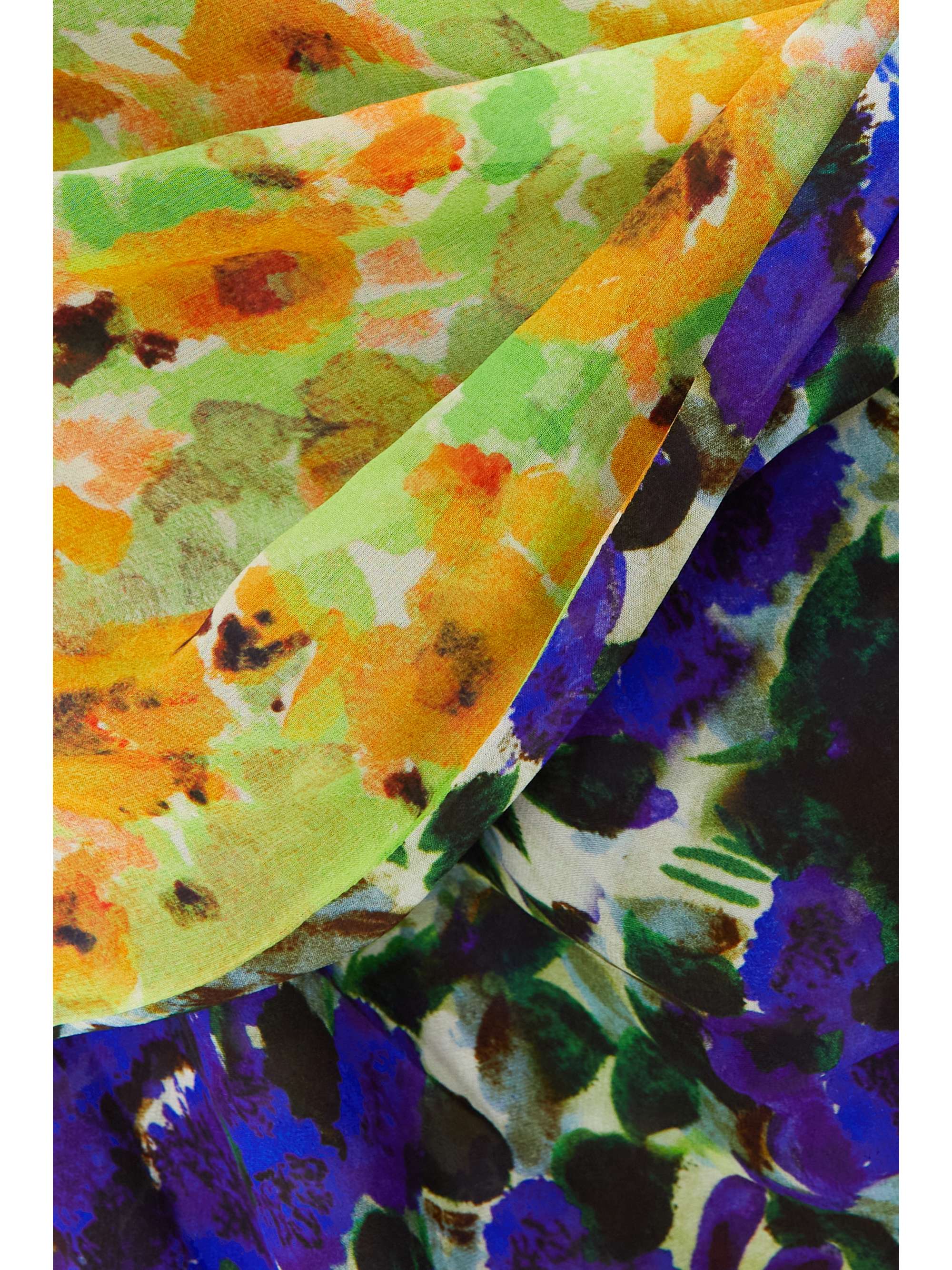 DRIES VAN NOTEN Asymmetric draped floral-print chiffon dress