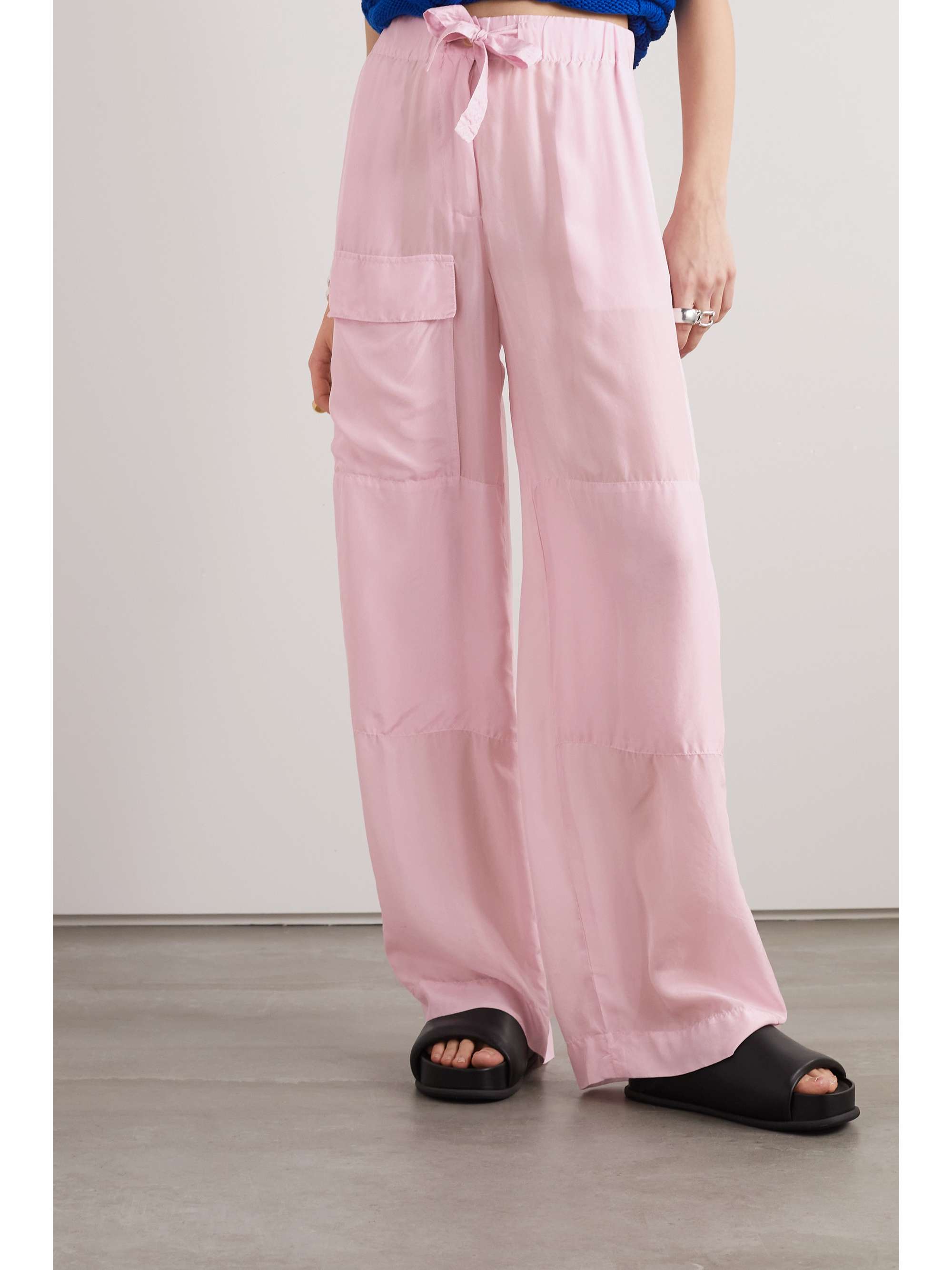 DRIES VAN NOTEN Silk-satin wide-leg cargo pants | NET-A-PORTER