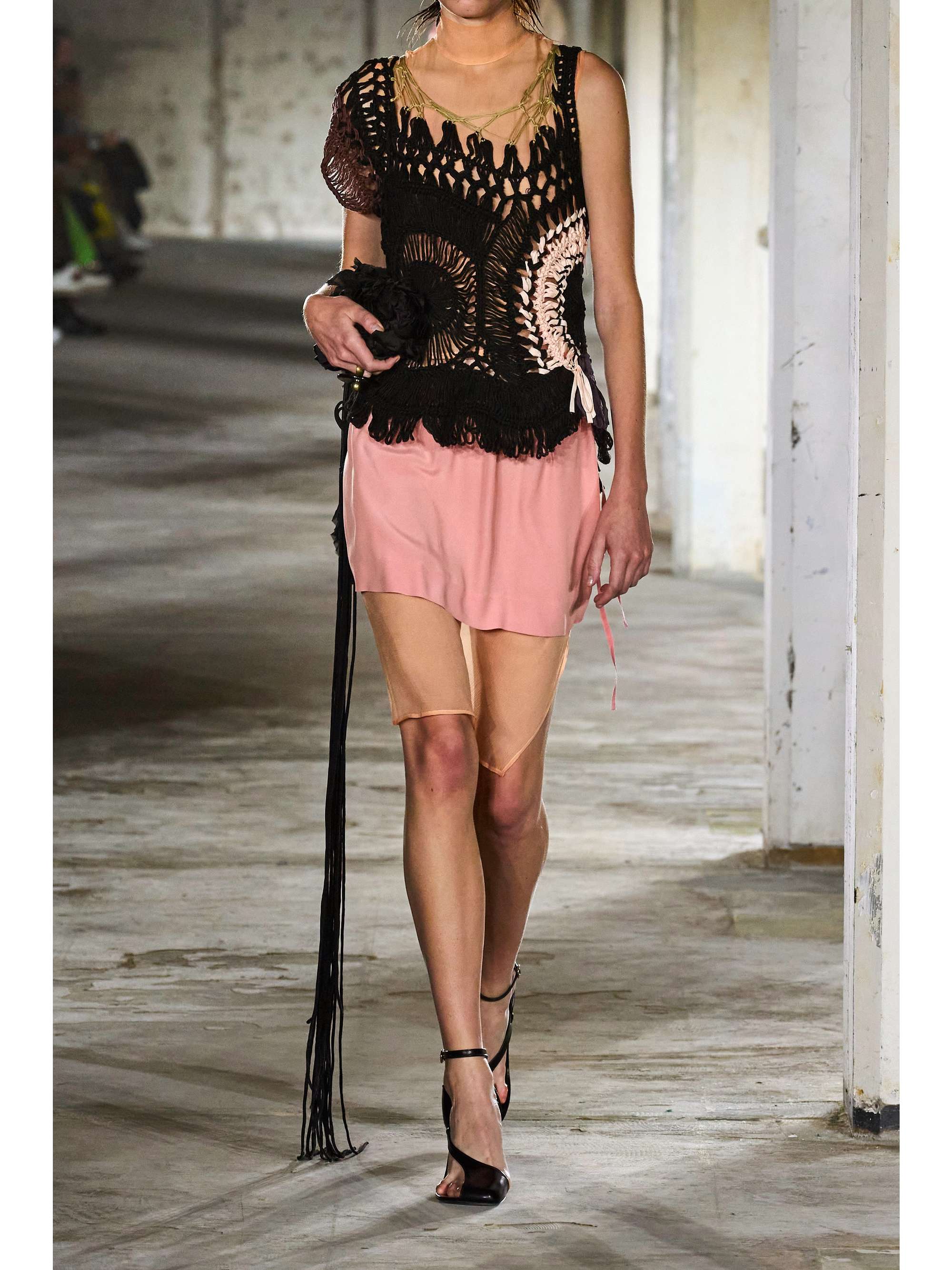 DRIES VAN NOTEN Layered wrap-effect crepe and chiffon midi skirt