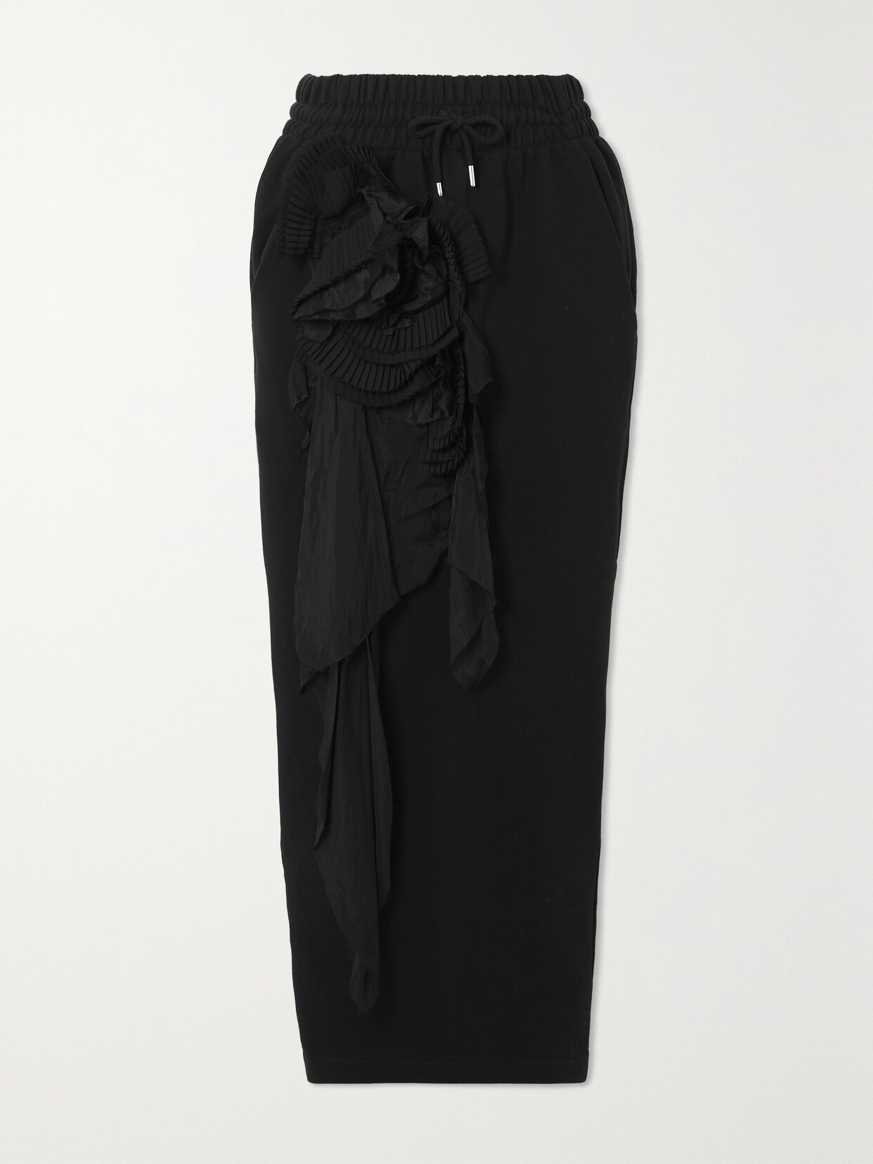 Dries Van Noten - Appliquéd Taffeta-trimmed Jersey Maxi Skirt - Black