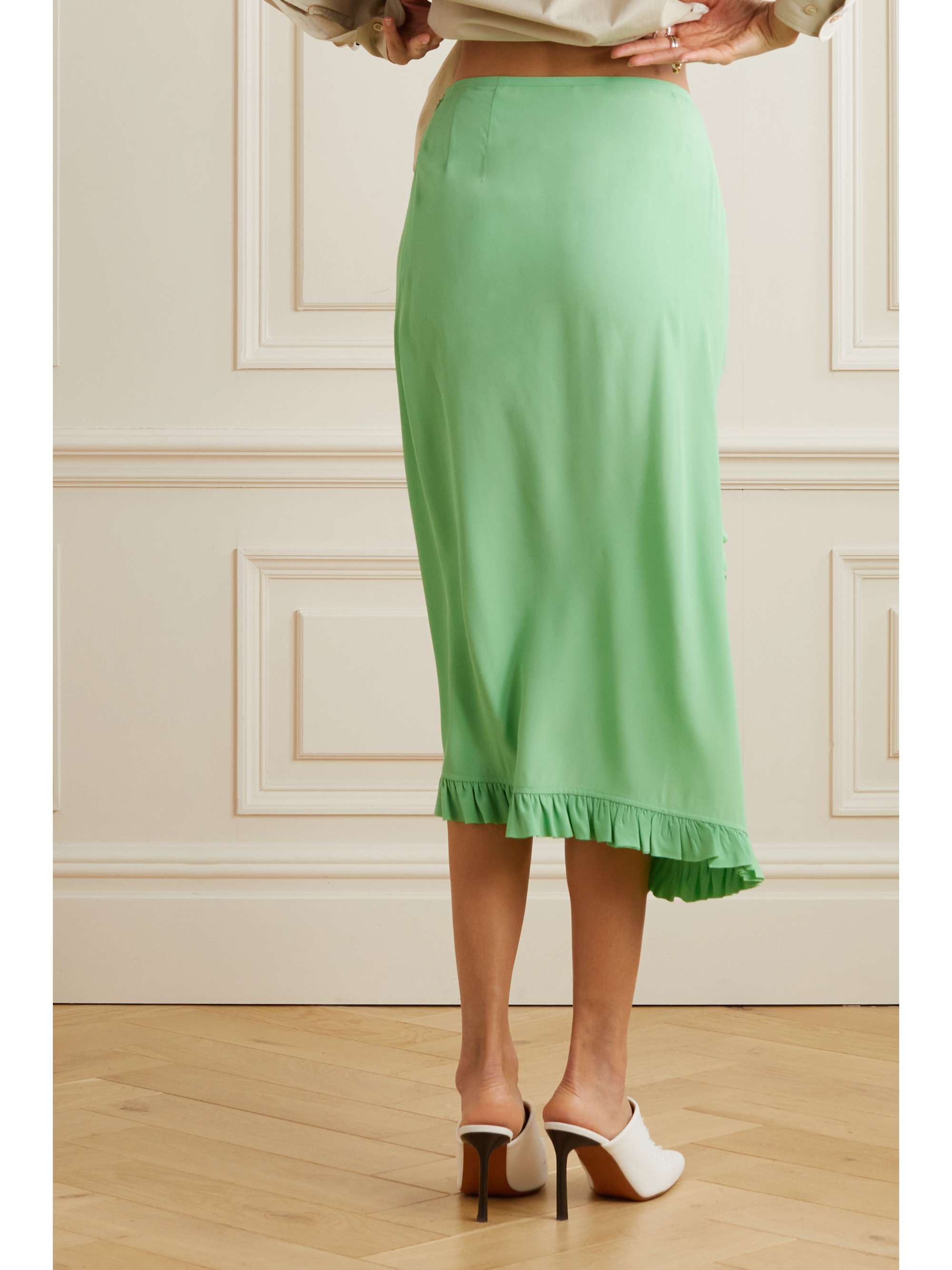 DRIES VAN NOTEN Ruffled crepe de chine skirt