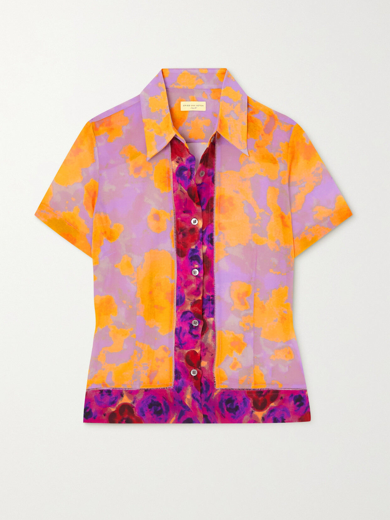 Dries Van Noten - Printed Georgette Shirt - Orange