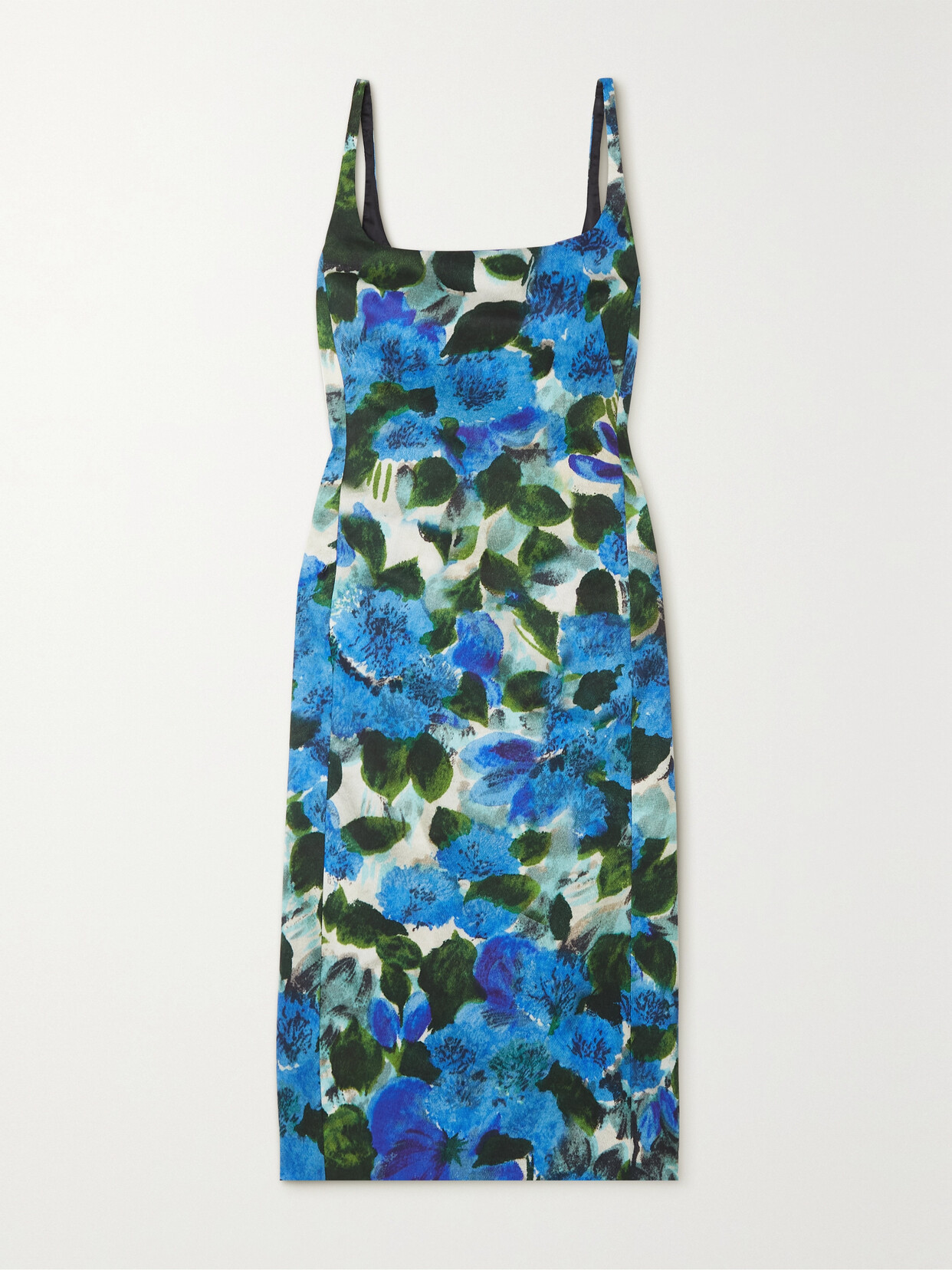 Shop Dries Van Noten Floral-print Cotton Dress In Blue