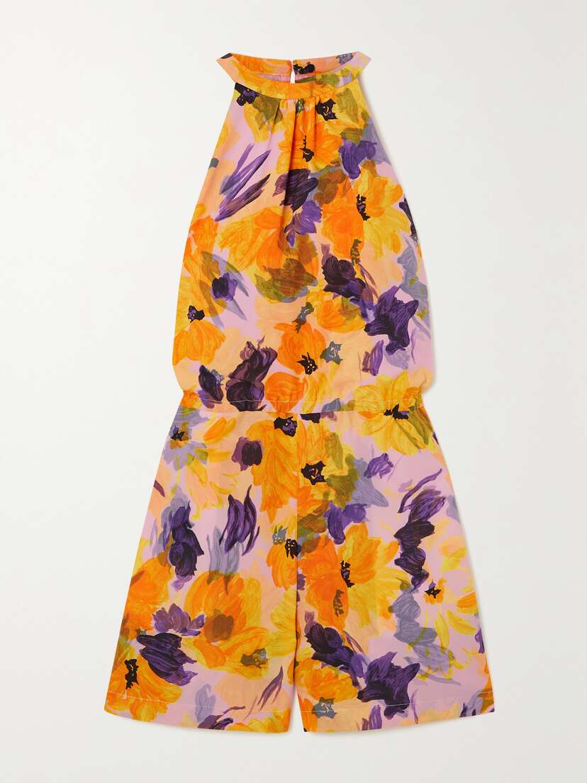 Dries Van Noten Floral-print Silk-crepe Playsuit