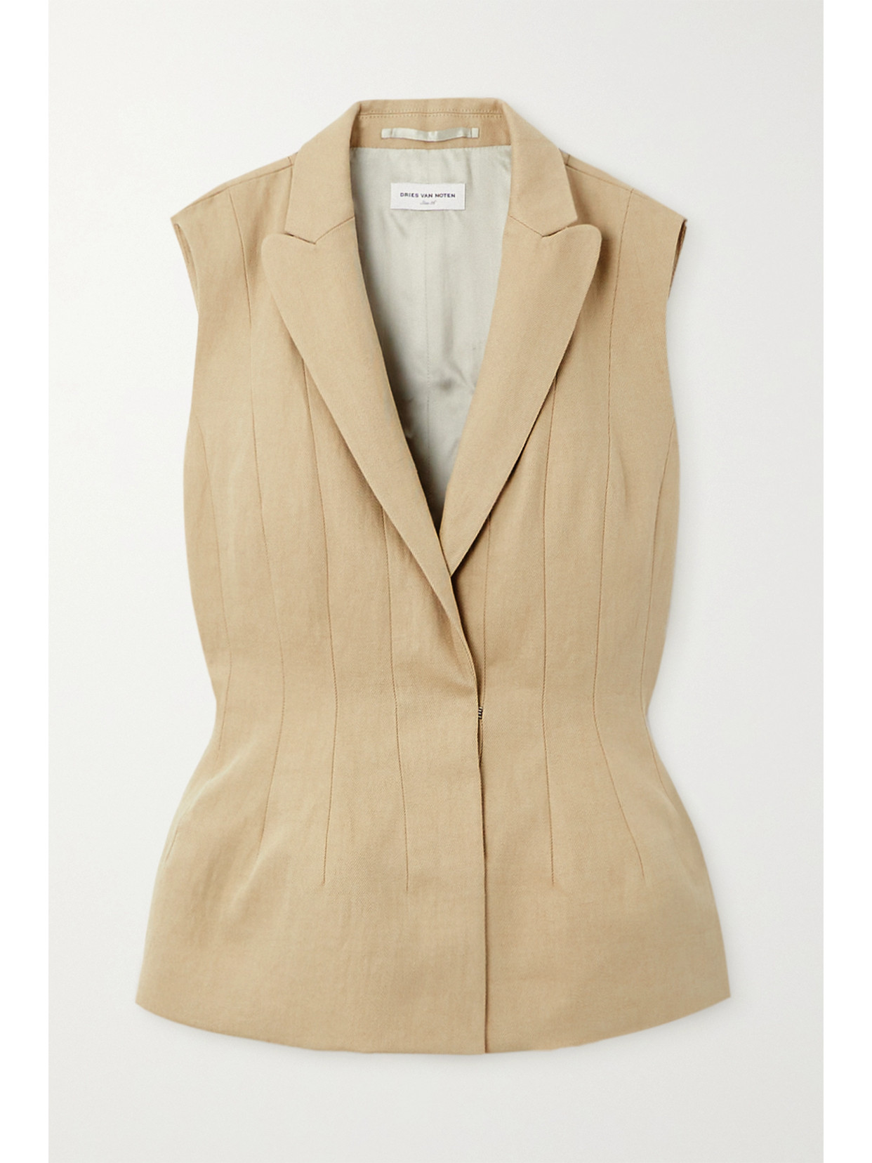 Dries Van Noten - Cotton And Linen-blend Twill Peplum Vest - Brown