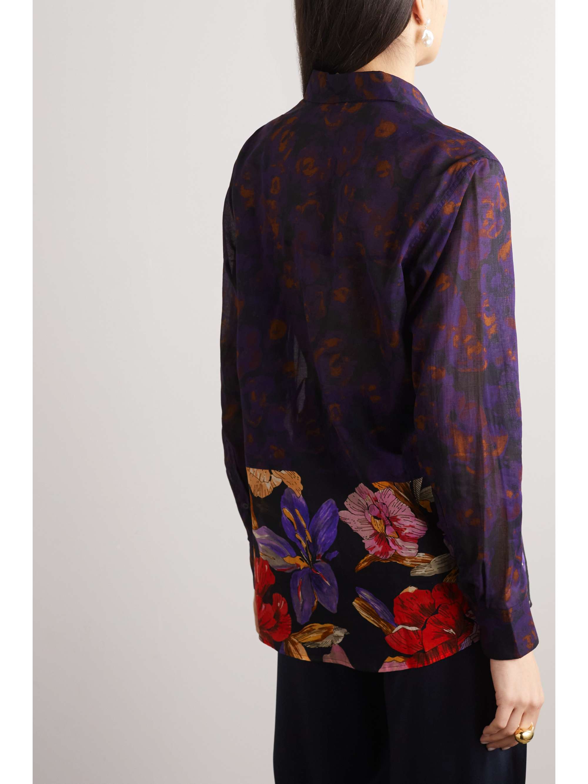 DRIES VAN NOTEN Floral-print cotton-voile shirt