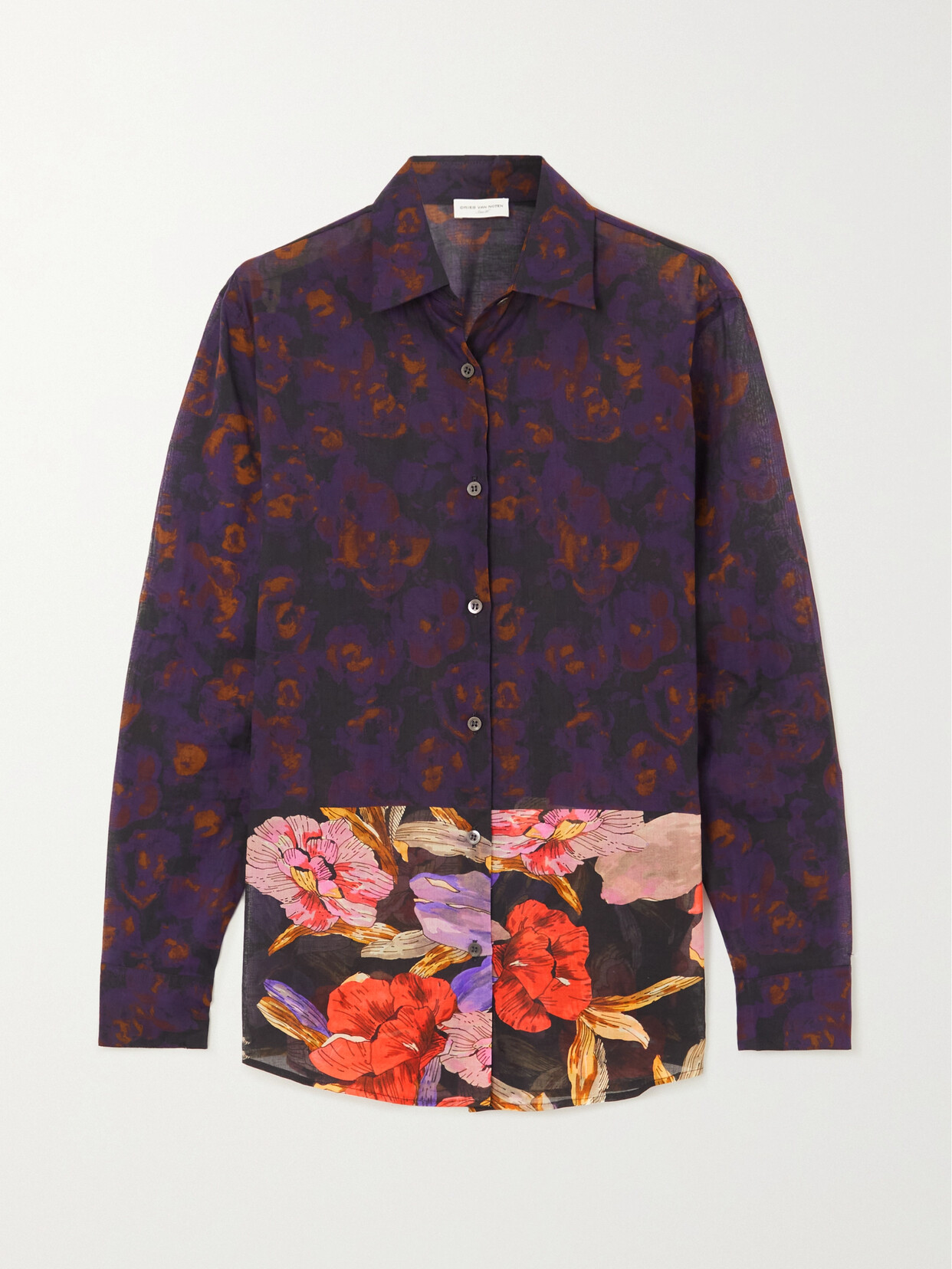 Dries Van Noten - Floral-print Cotton-voile Shirt - Purple