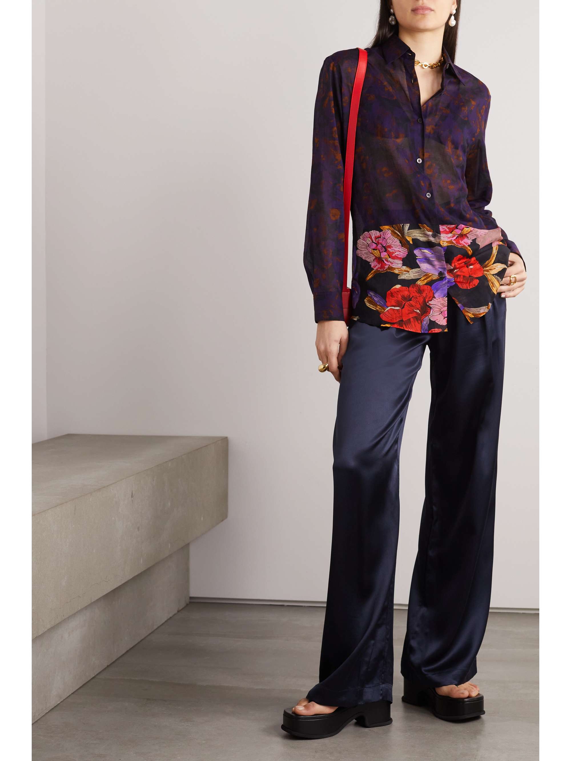 DRIES VAN NOTEN Floral-print cotton-voile shirt