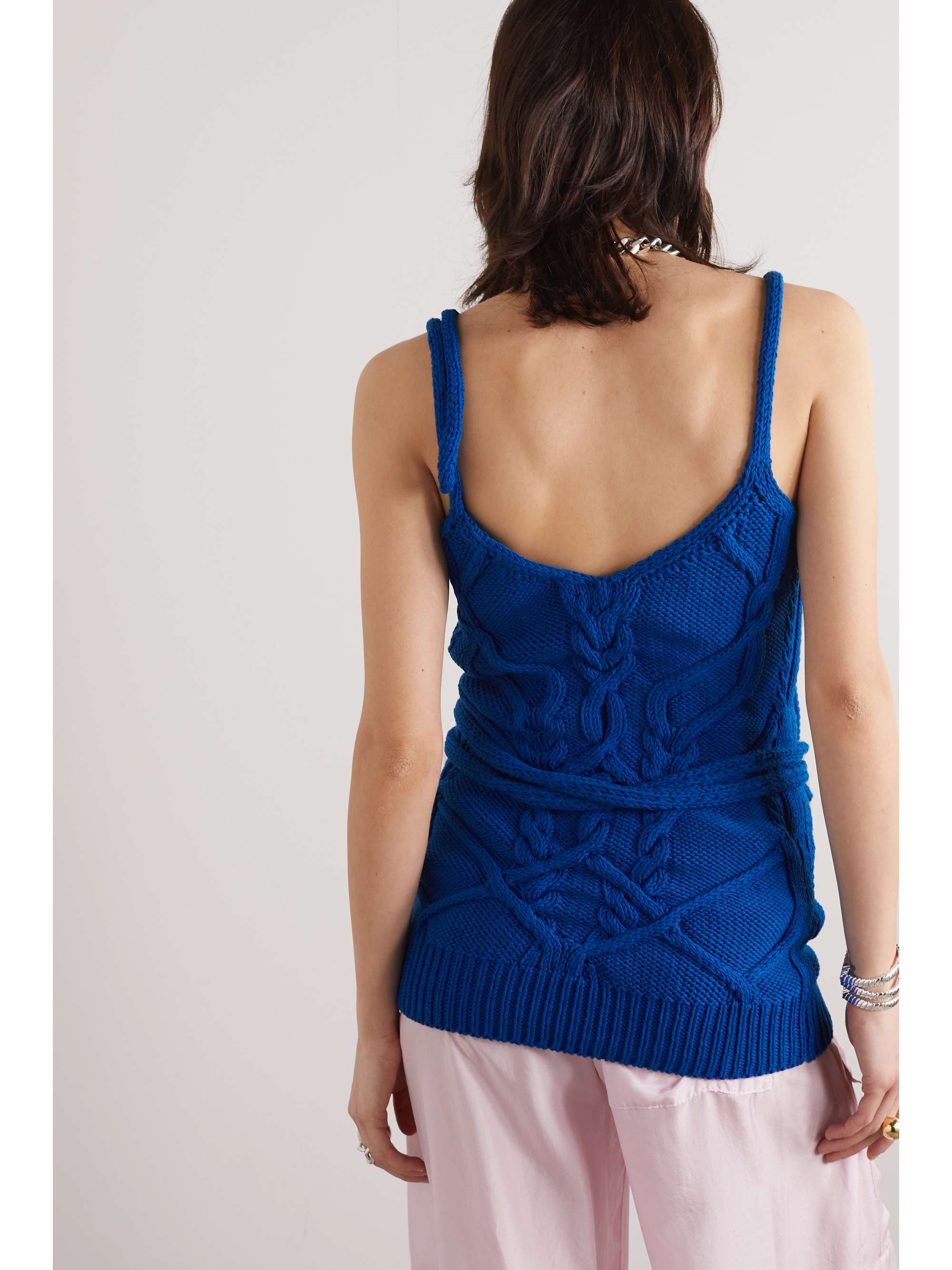 DRIES VAN NOTEN Distressed cable-knit cotton tank
