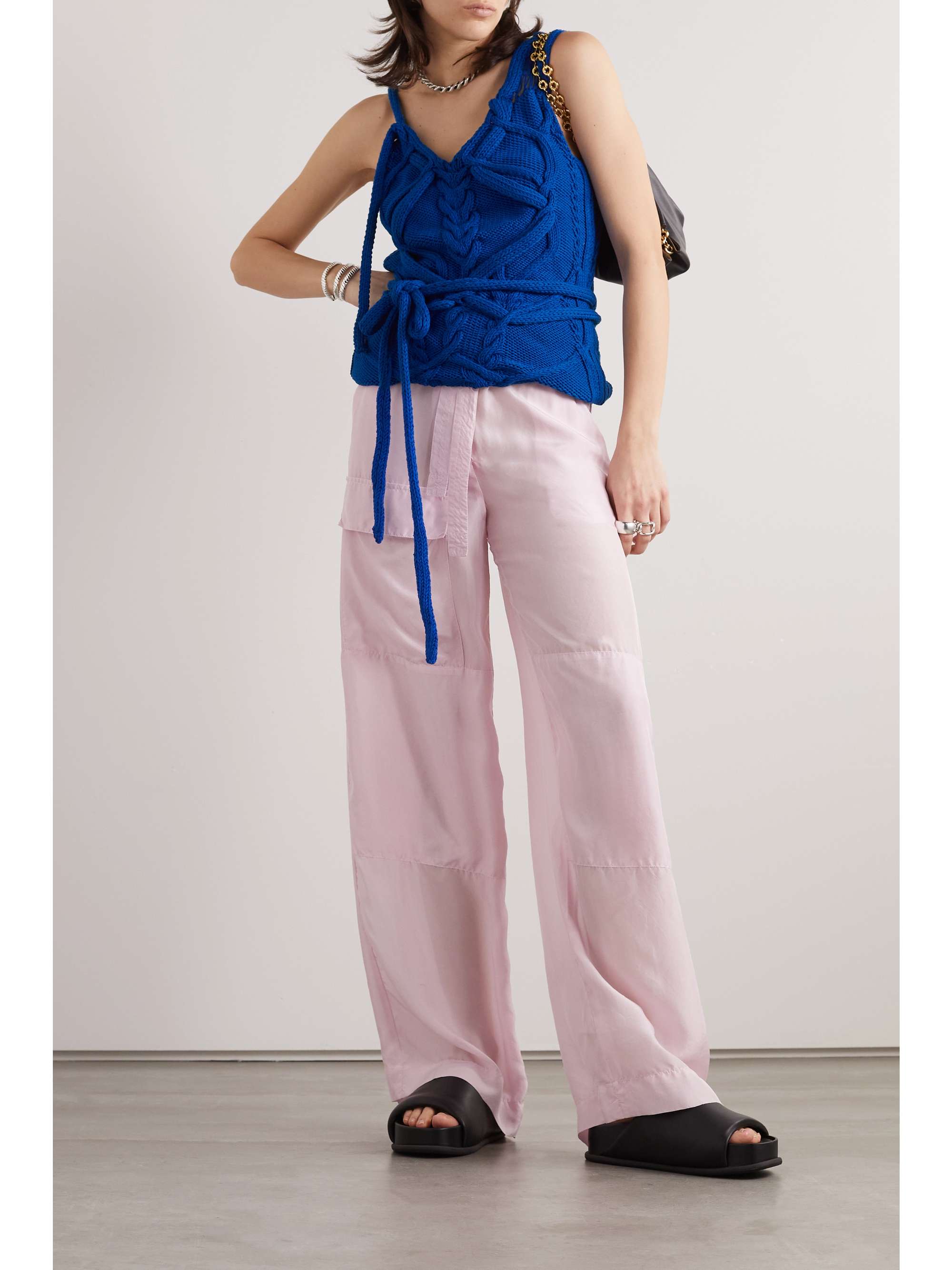 DRIES VAN NOTEN Distressed cable-knit cotton tank