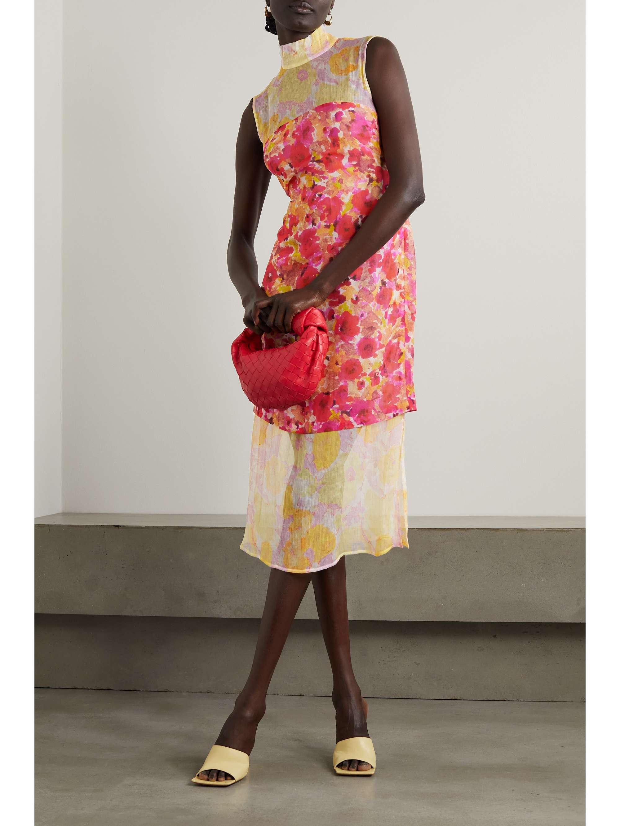 DRIES VAN NOTEN Layered floral-print silk-georgette midi dress