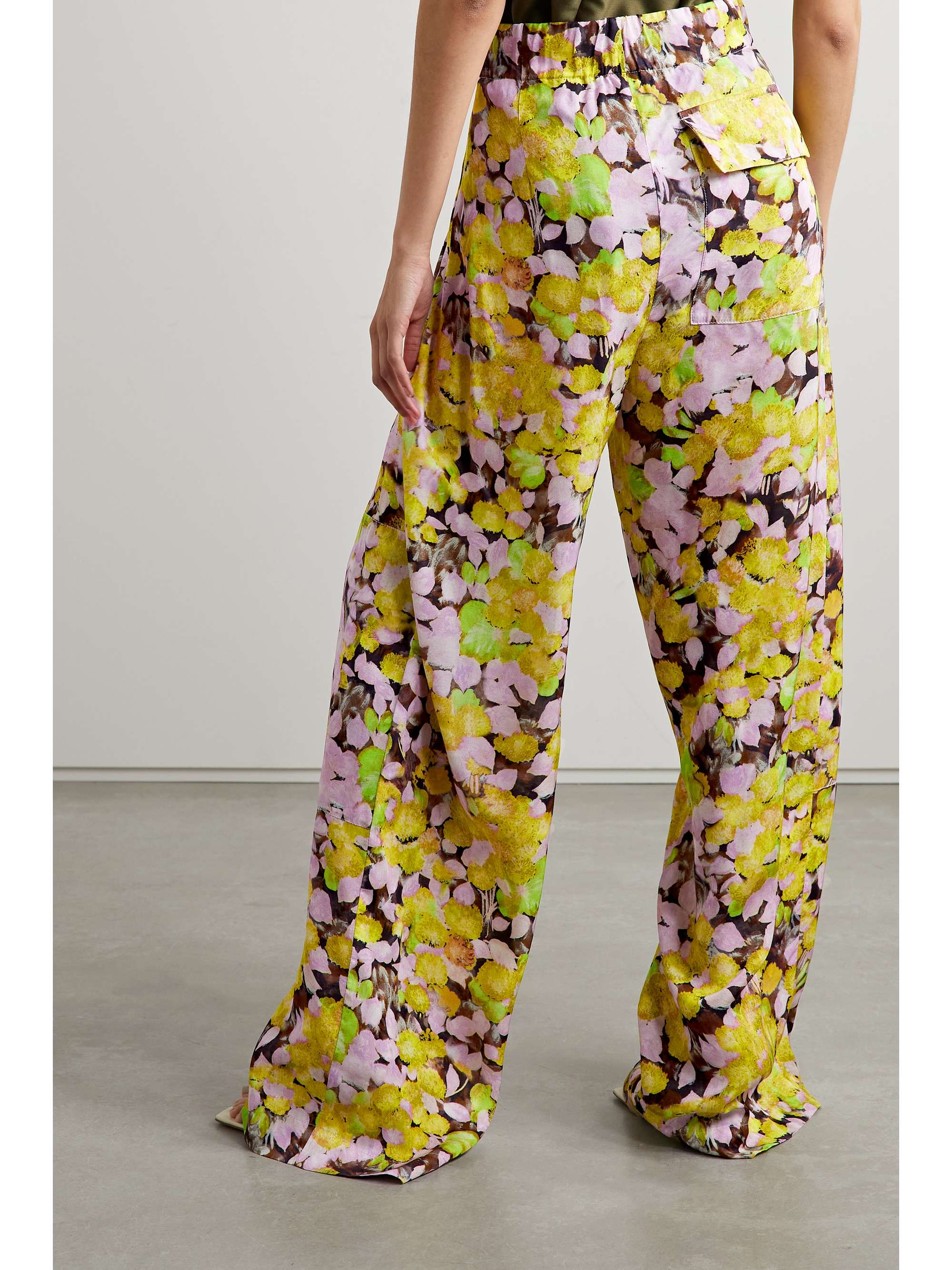 DRIES VAN NOTEN 花卉印花双绉阔腿裤