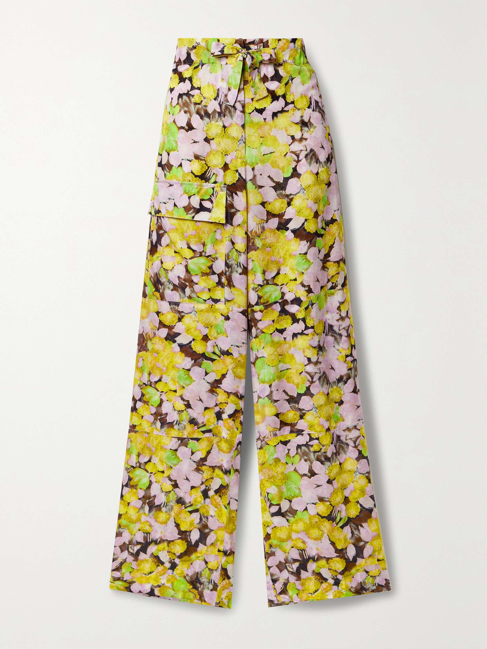 DRIES VAN NOTEN Floral-print crepe de chine wide-leg pants | NET-A  