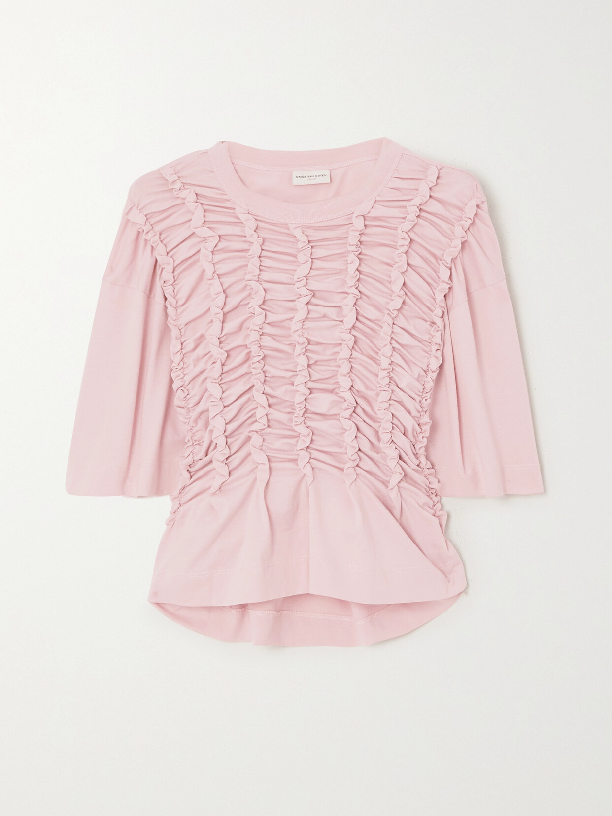 Dries Van Noten - Ruched Cotton-jersey T-shirt - Pink