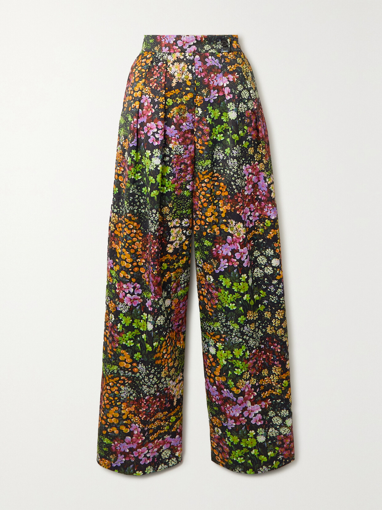 Dries Van Noten Floral Wide-leg Satin Pants In Multi