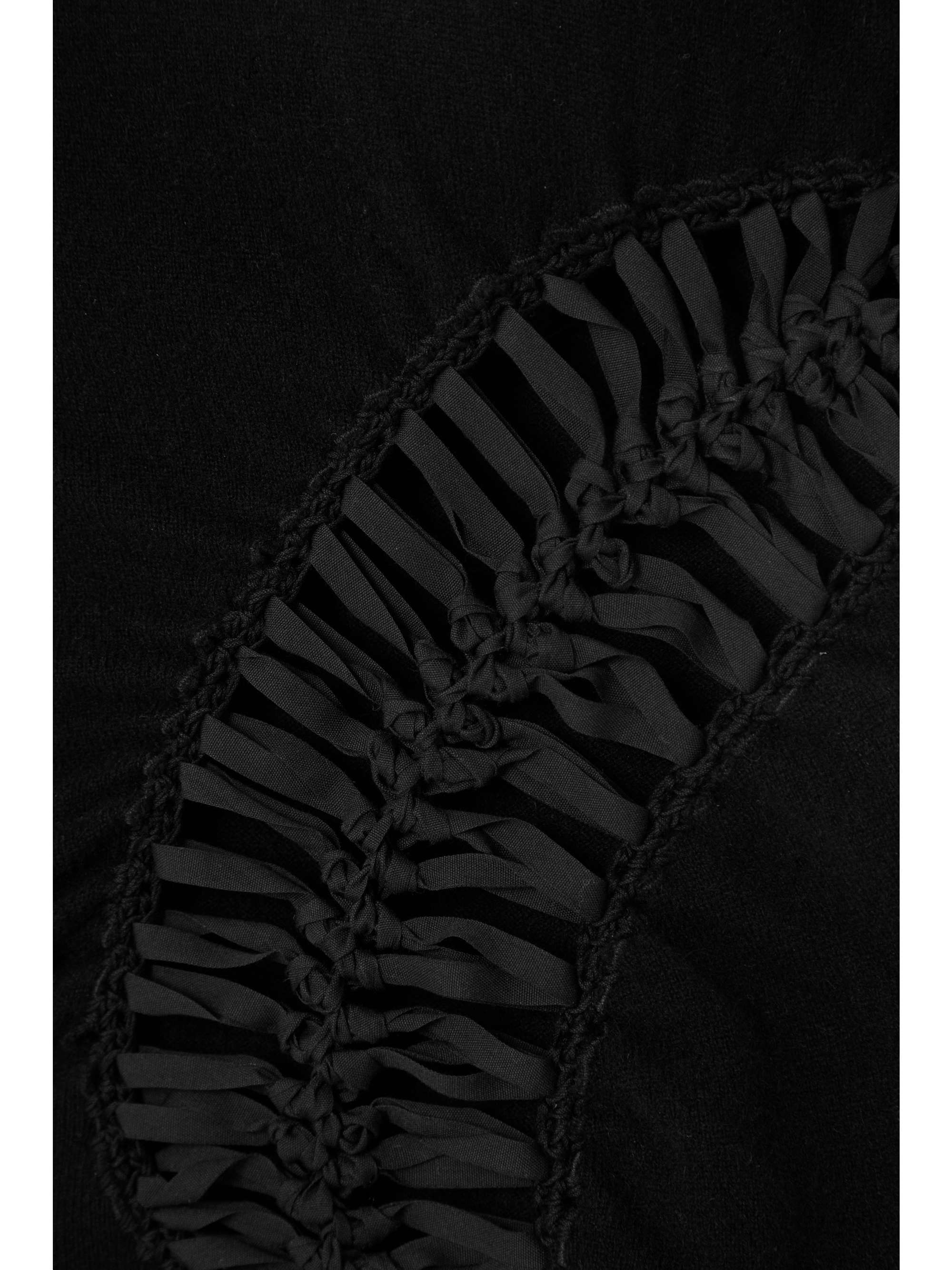 DRIES VAN NOTEN カシミヤ クロップドトップス マクラメ＆クロシェトリム ギャザー入り