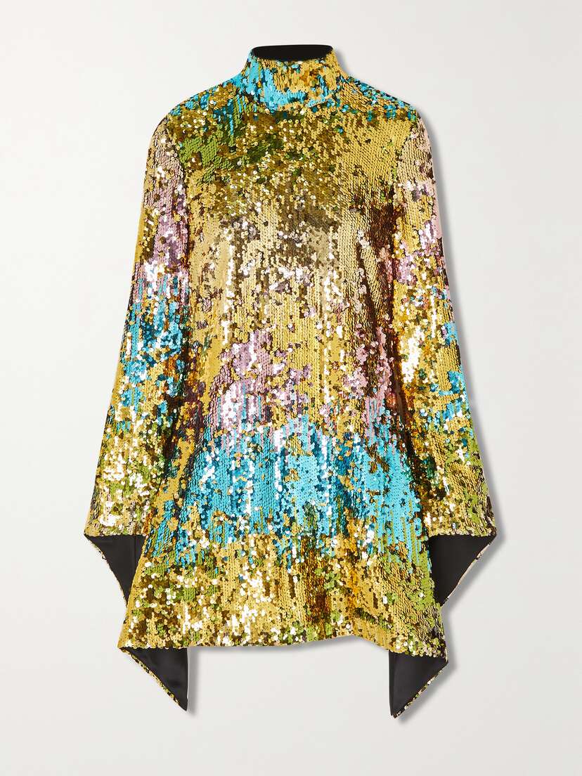 Halpern Sequined Tulle Mini Dress