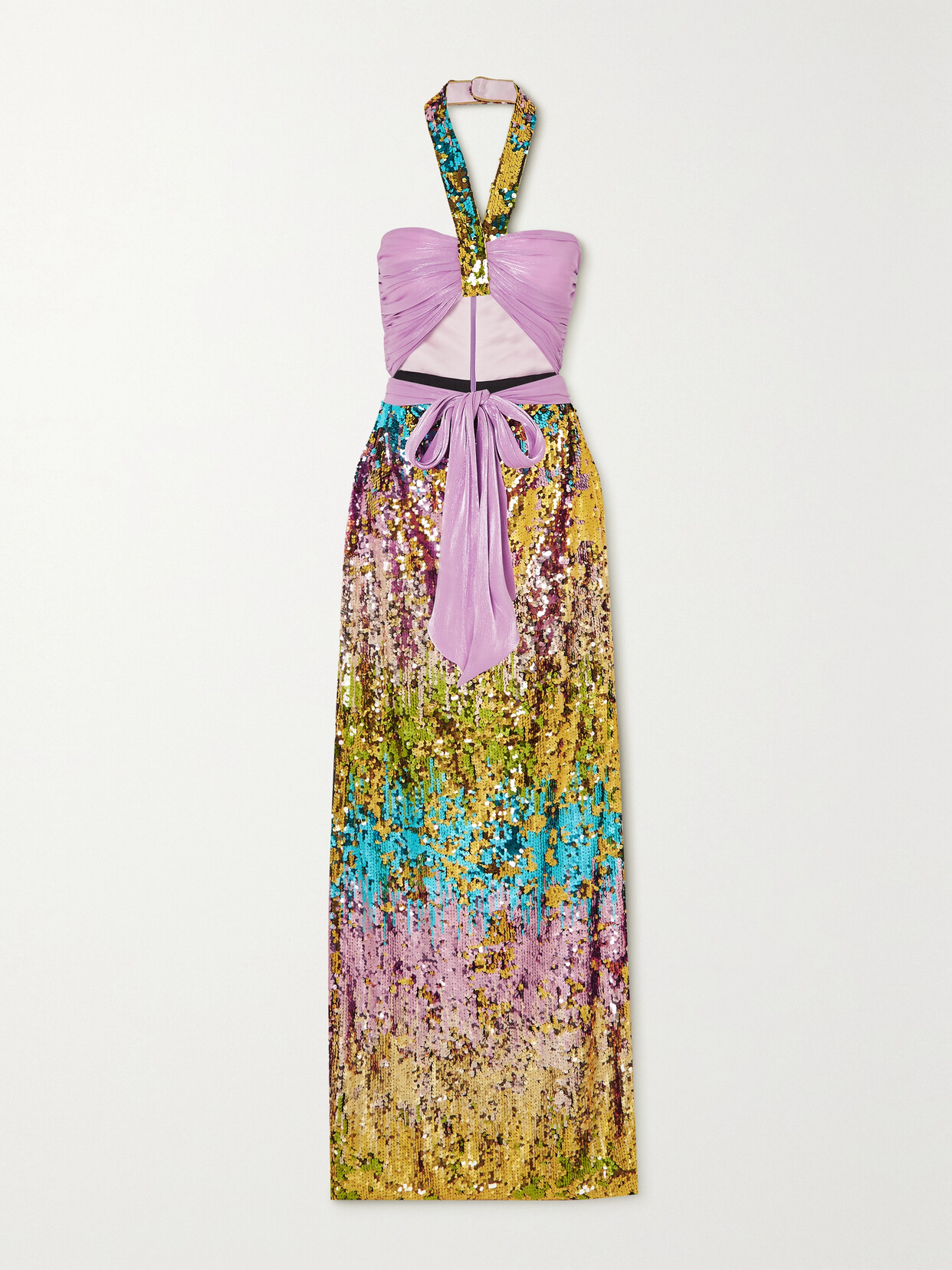 Halpern - Halterneck Sequined Chiffon Gown - Purple