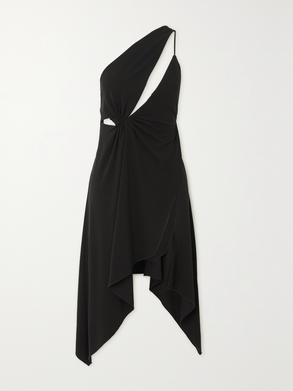 Coperni - Asymmetric Cutout Stretch-satin Jersey Dress - Black