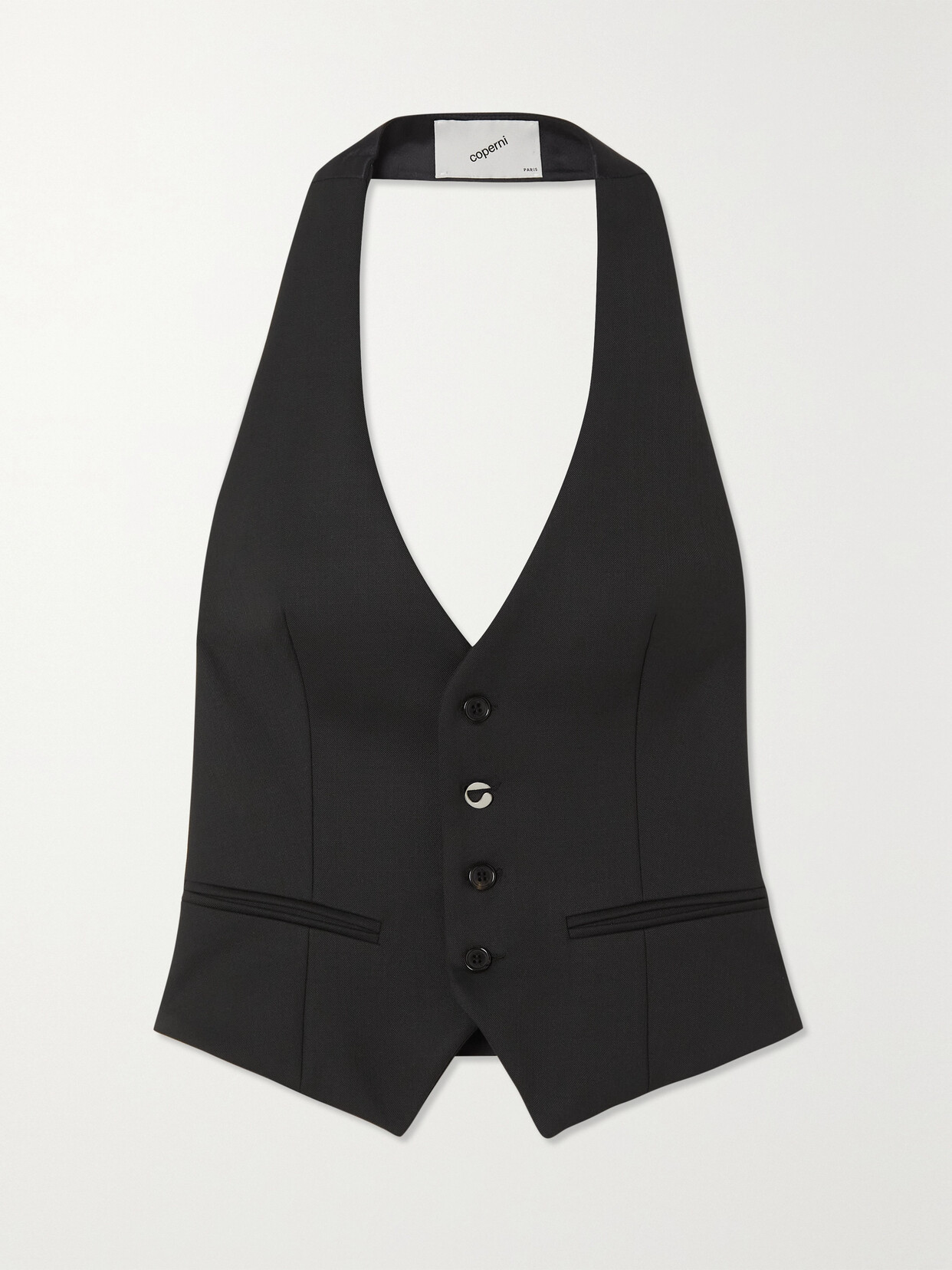 Coperni - Grain De Poudre And Satin Halterneck Vest - Black