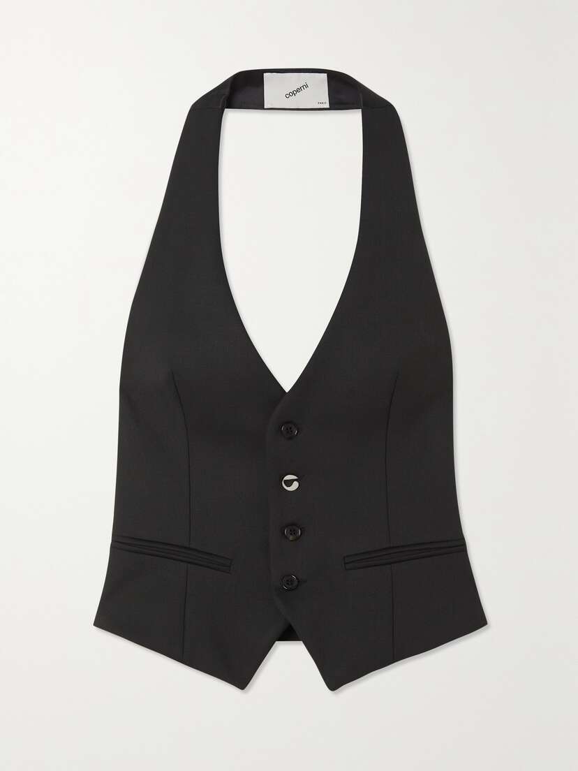 Coperni Grain De Poudre And Satin Halterneck Vest