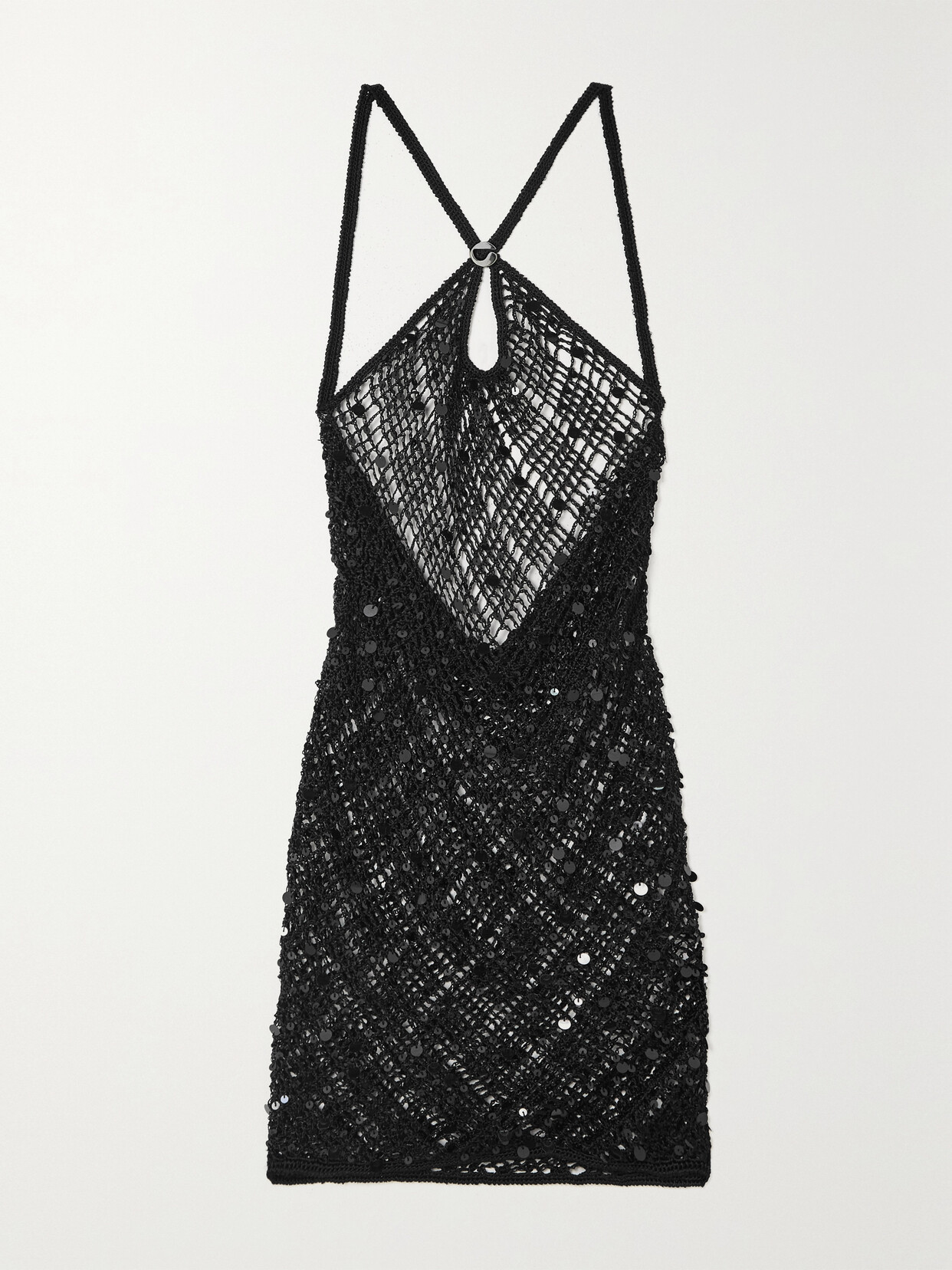 Coperni - Sequined Crochet-knit Mini Dress - Black