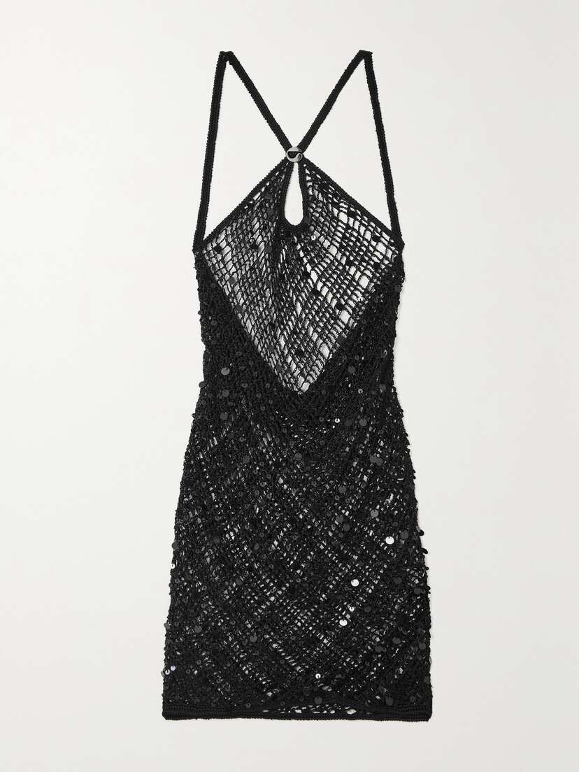 Coperni Sequined Crochet-knit Mini Dress