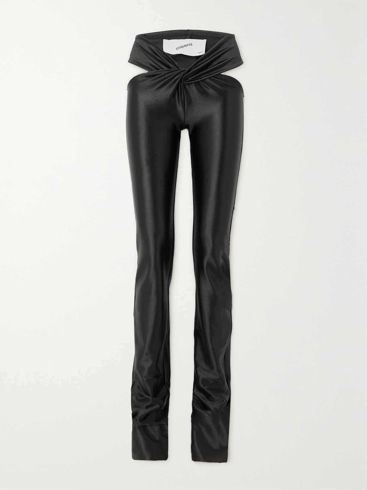 Coperni - Twisted Cutout Satin-jersey Flared Pants - Black