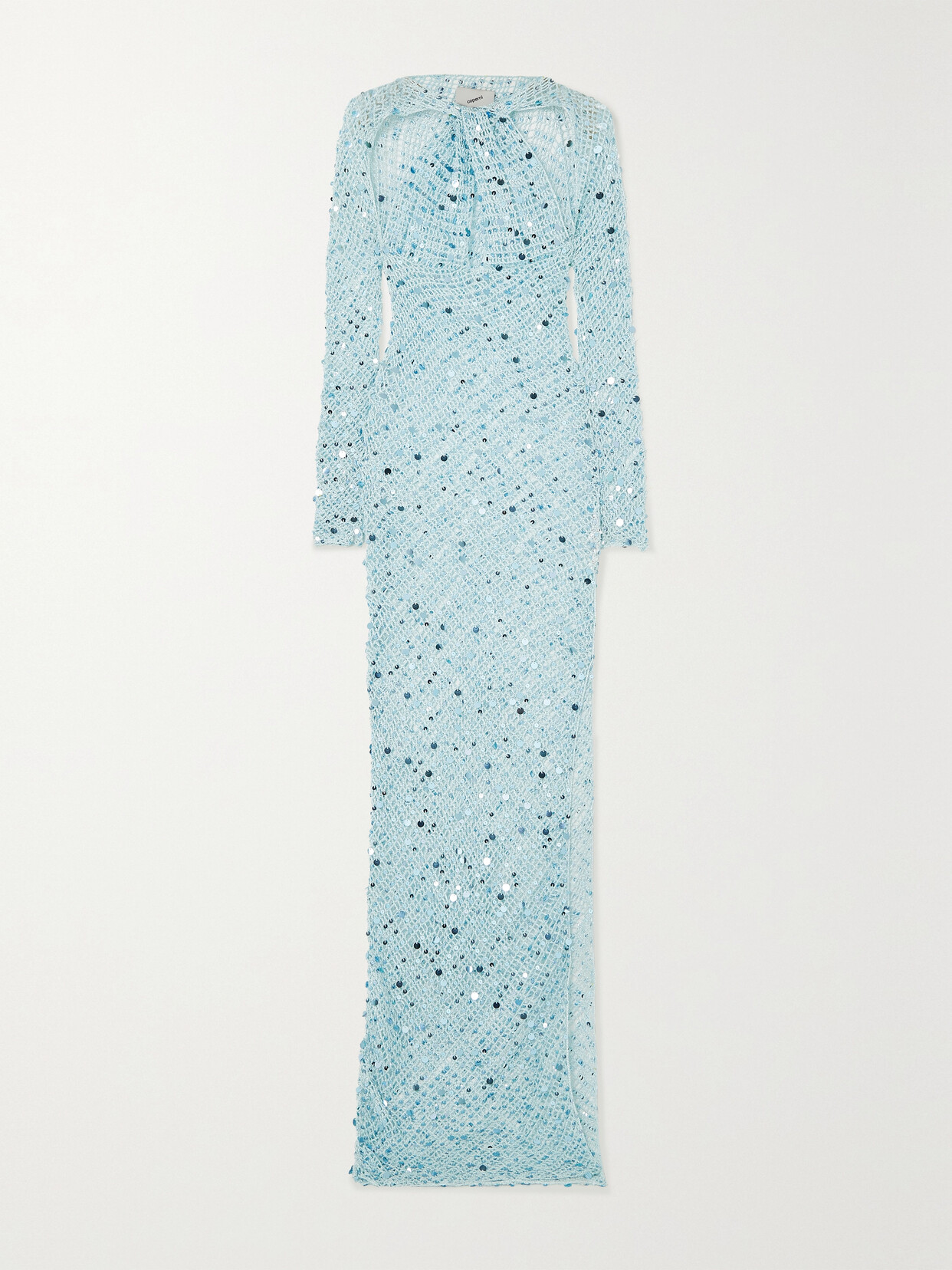 Coperni - Cutout Embellished Crochet-knit Maxi Dress - Blue