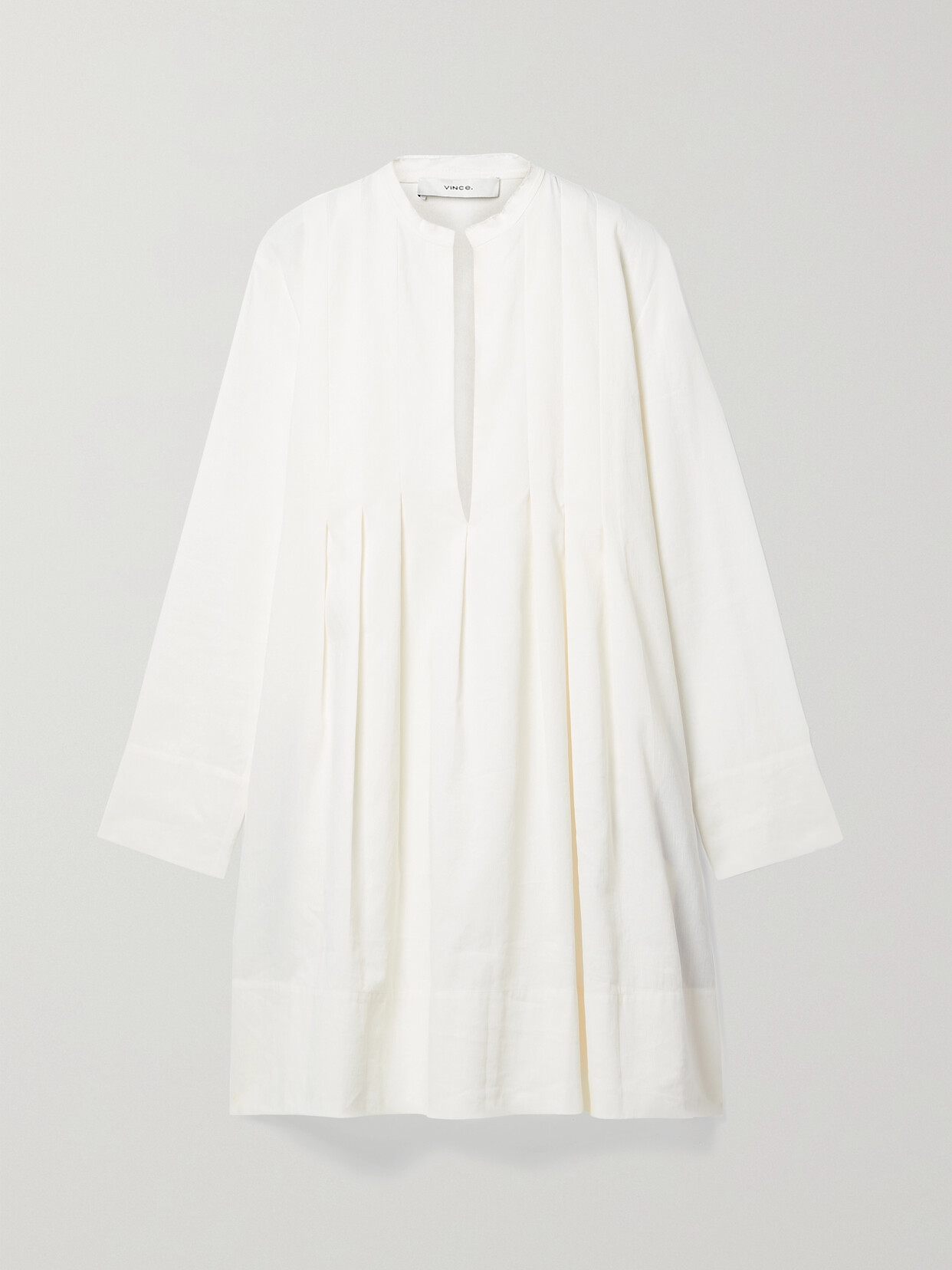 Vince Fitted Band Collar Mini Dress In White | ModeSens