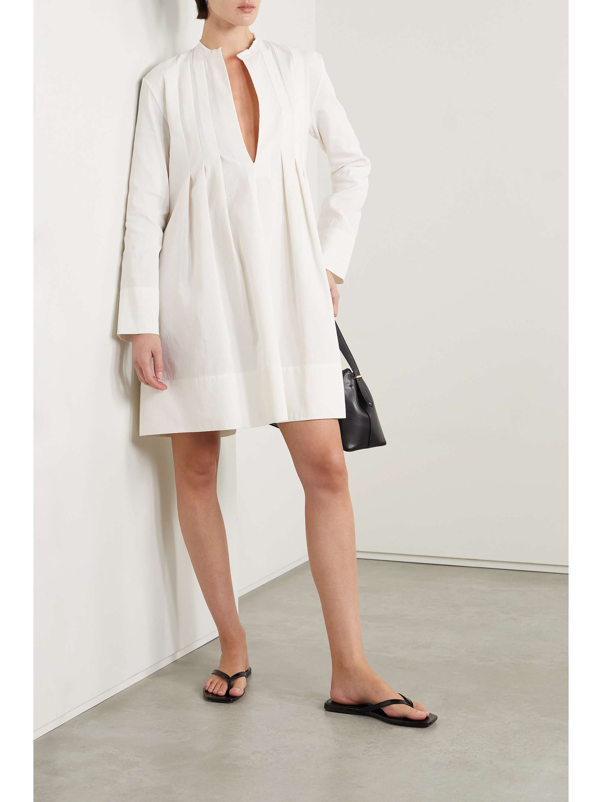 VINCE Pleated woven mini dress