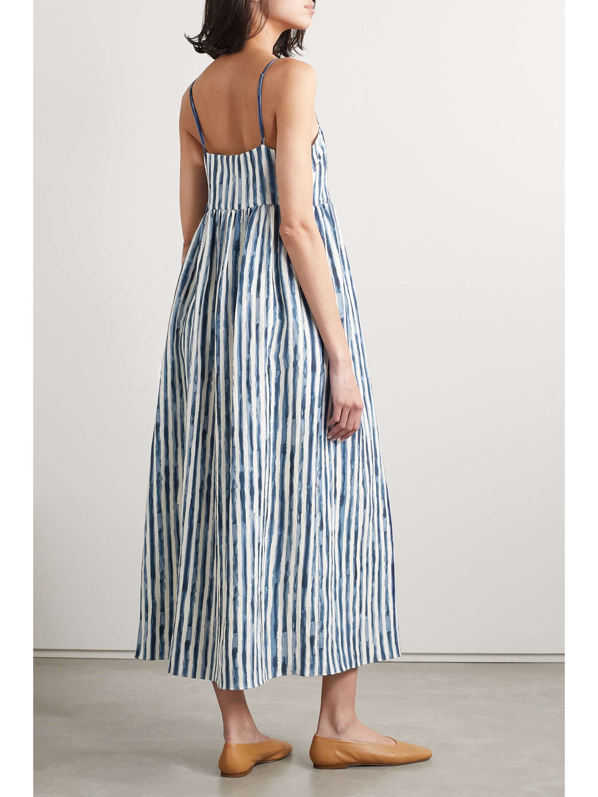 VINCE Striped TENCEL Lyocell-blend midi dress