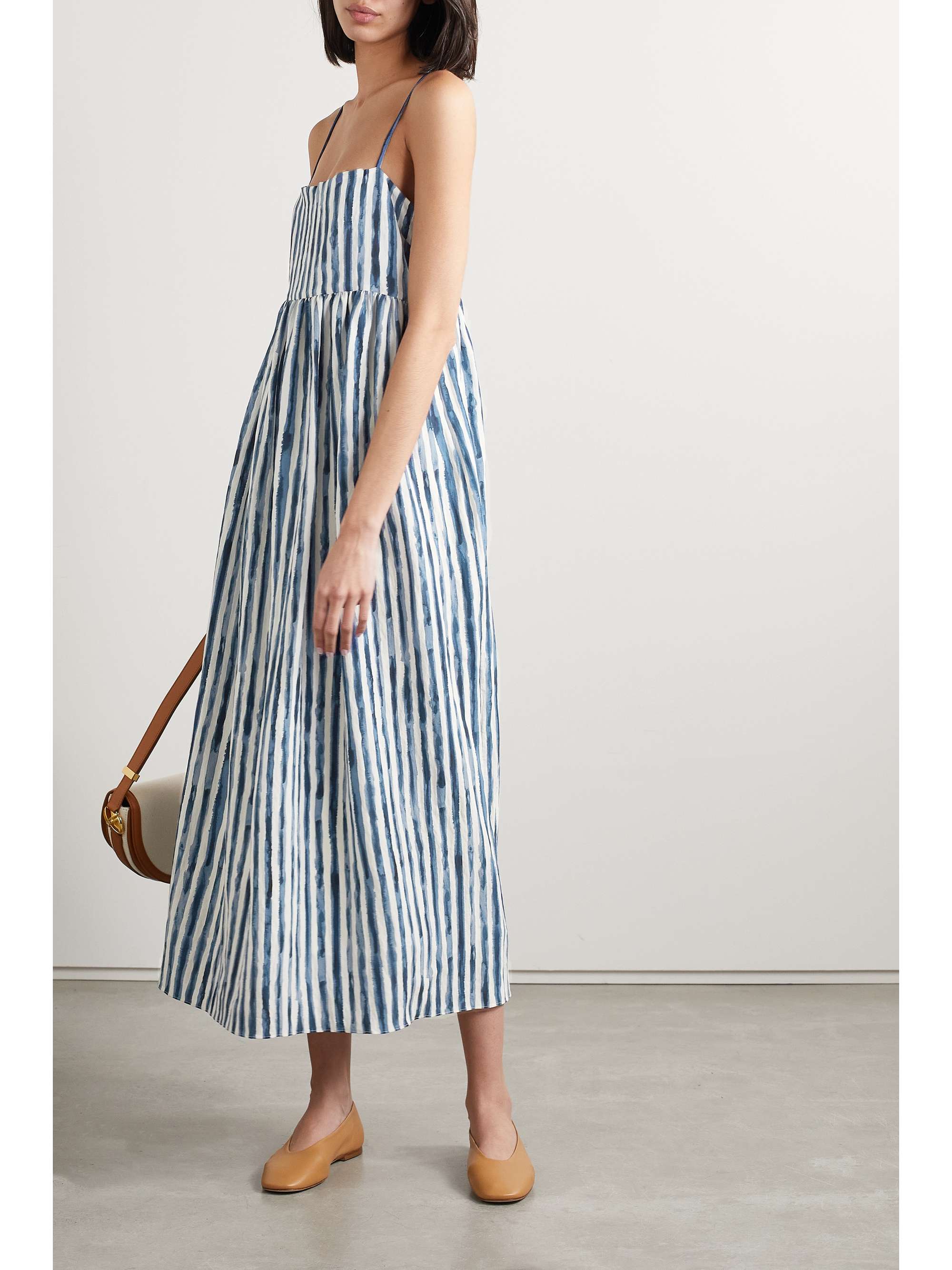 VINCE Striped TENCEL Lyocell-blend midi dress