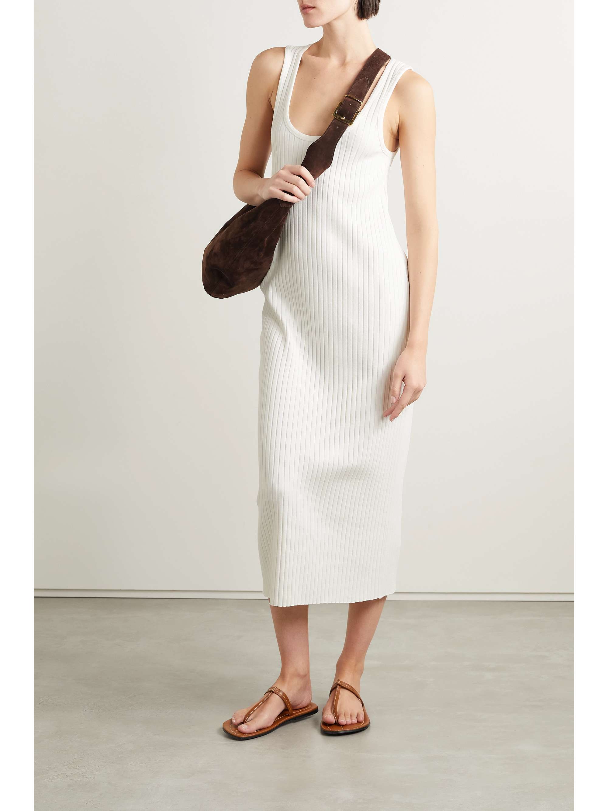 VINCE Ribbed-knit midi dress