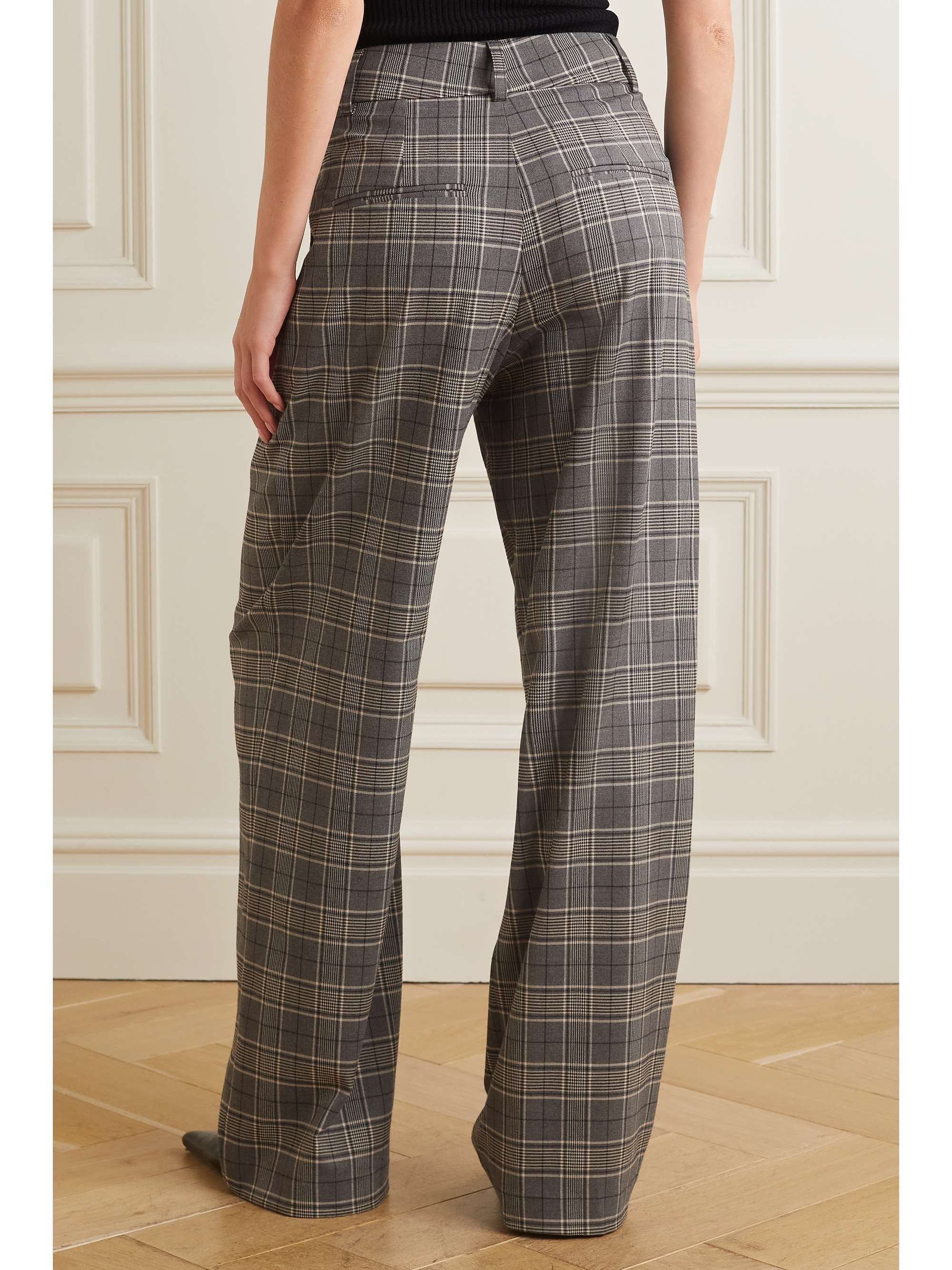 ANINE BING Carrie checked flannel straight-leg pants