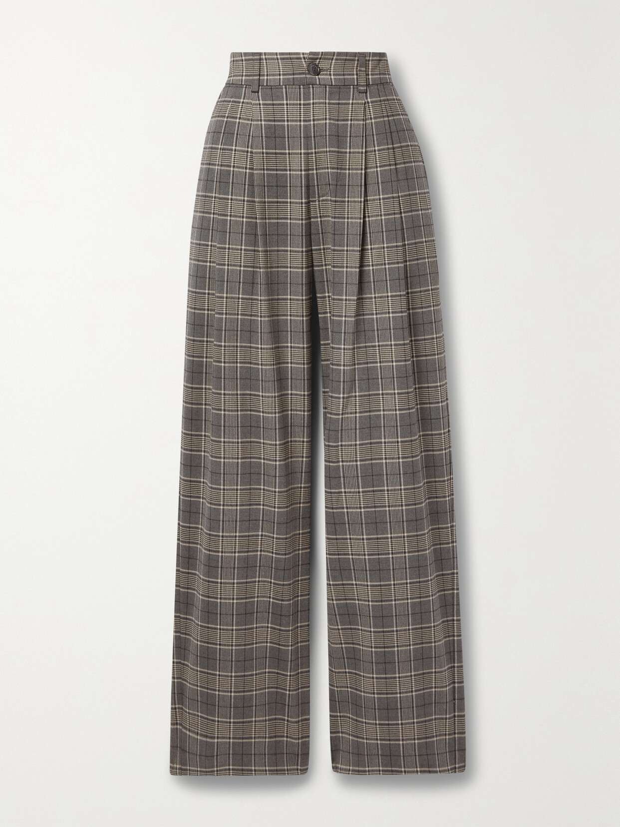 Anine Bing - Carrie Checked Flannel Straight-leg Pants - Gray