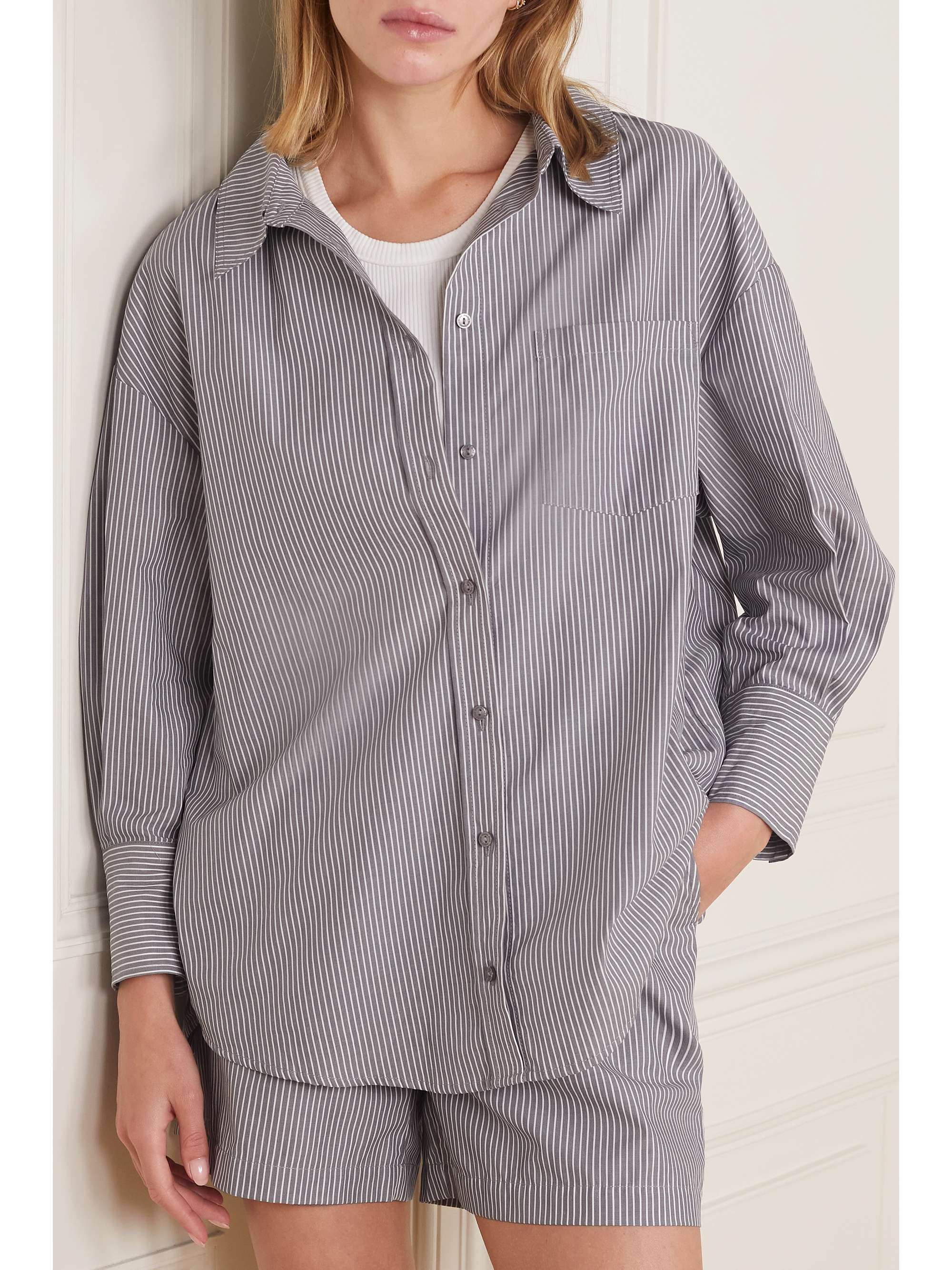 ANINE BING Mika striped cotton-poplin shirt